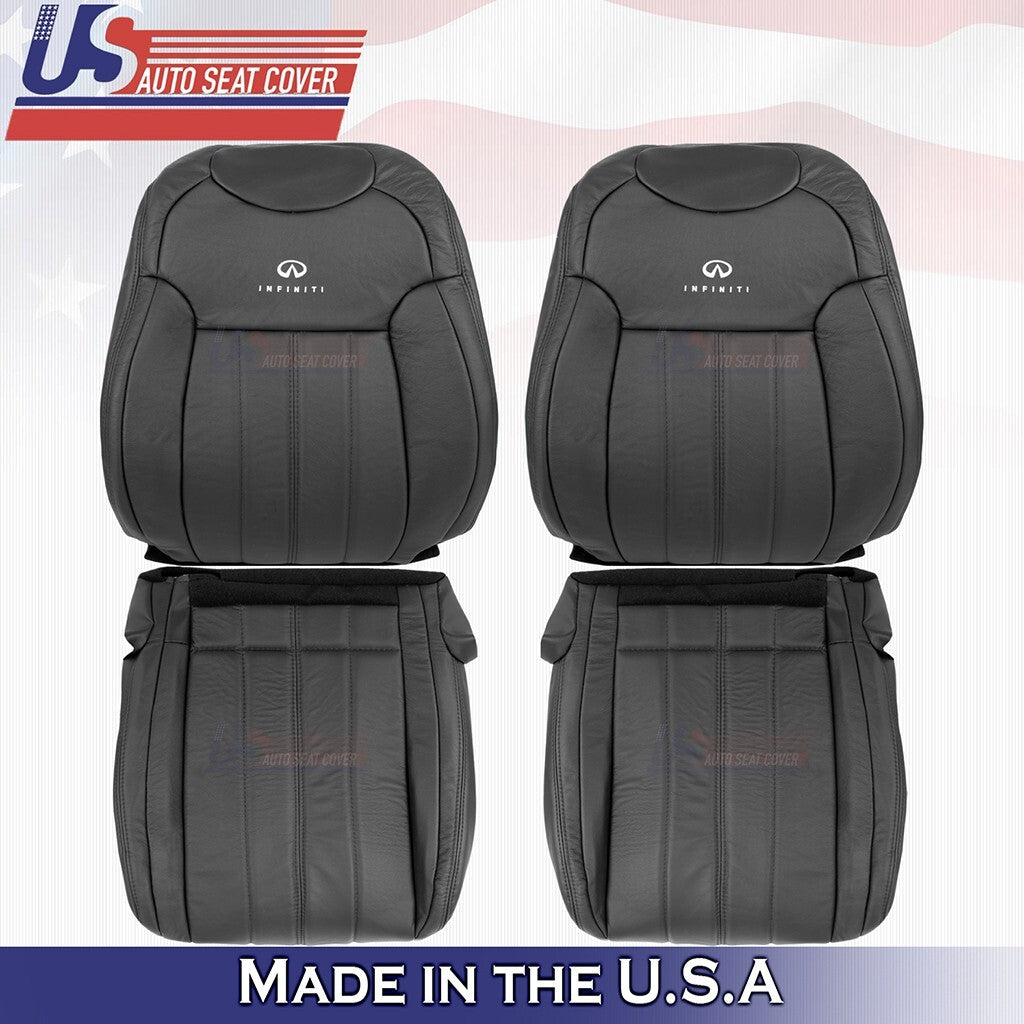 2009-2017 Fit Infiniti FX35 FX37 Driver Passenger Top/Bottom Leather Cover Black