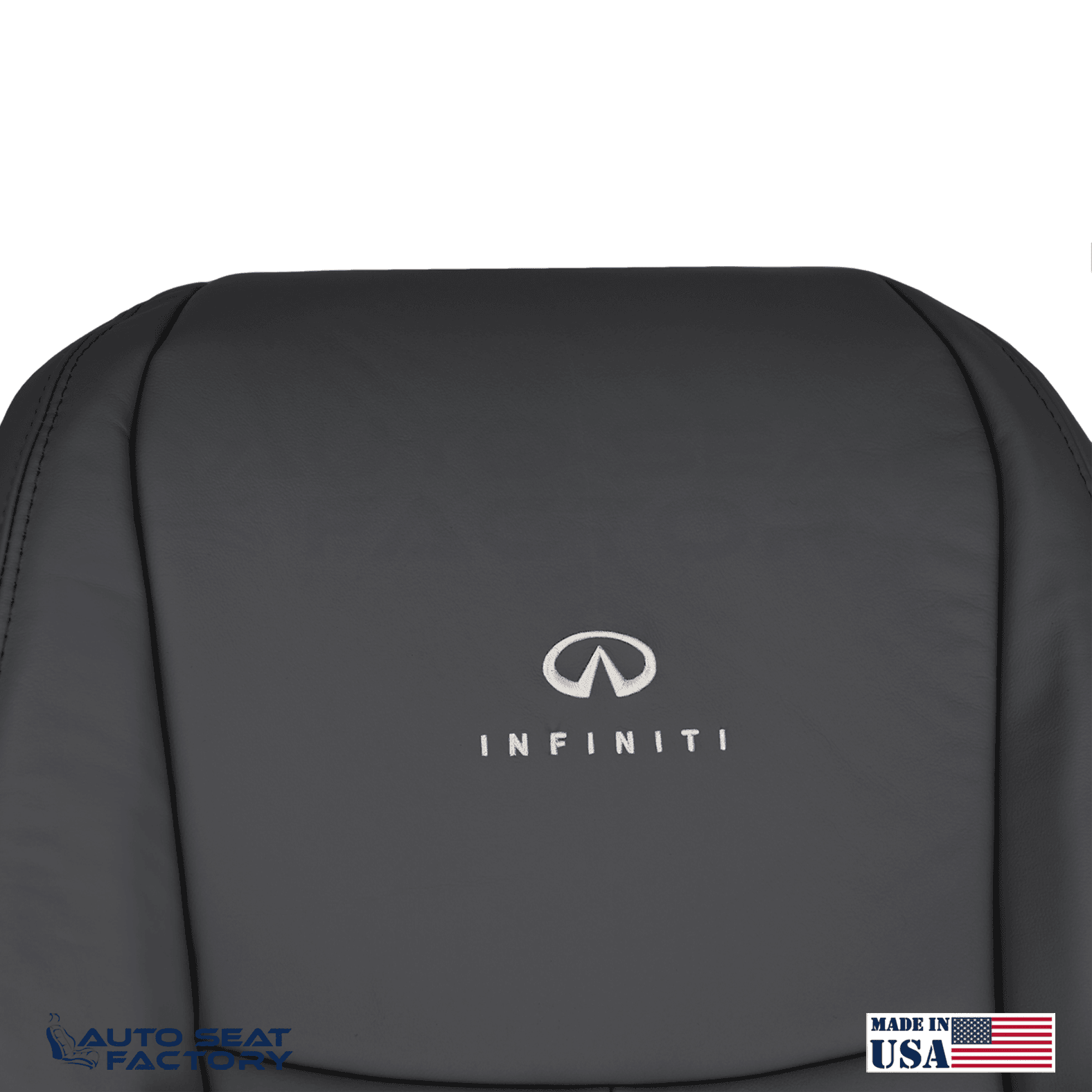 2014 - 2020 Fits Infiniti Q50 PASSENGER Top Black Vinyl SOLID Seat Cover