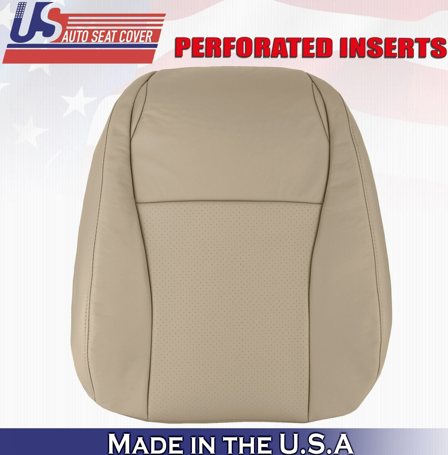 2004 2005 For Toyota Highlander Driver Top Perforated Leather Seat Cover Tan
