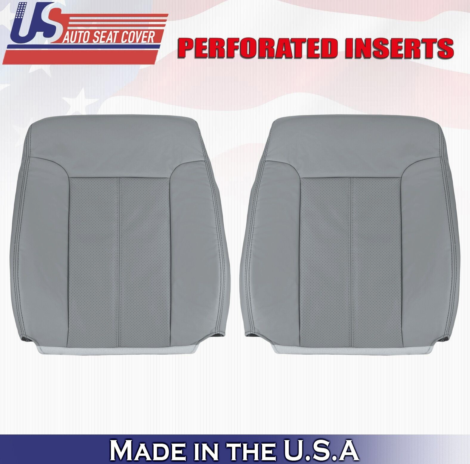 2013 2014 For Ford F250 F350 Lariat Driver & Passenger Top Leather Covers Gray