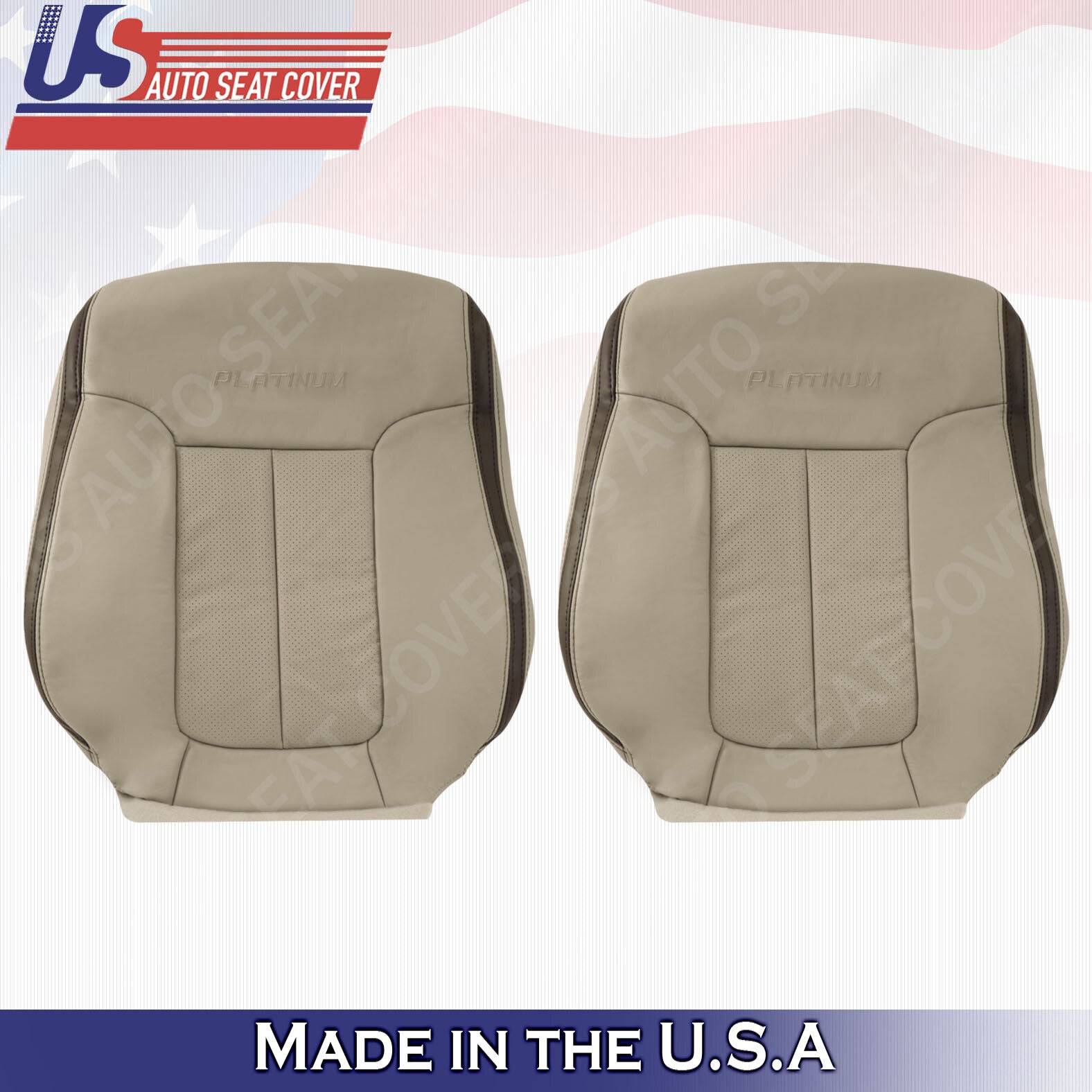 Driver- Passenger Top Perf. Leather Seat Cover Gray 2009 2010 Ford F150 Platinum