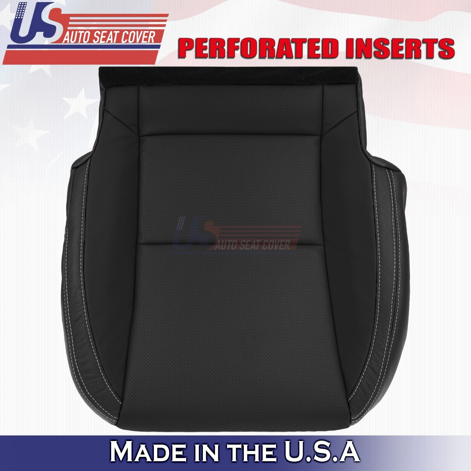 2010-2015 For Chevy Camaro Driver &Passenger Bottoms-Tops Leather Cover Black