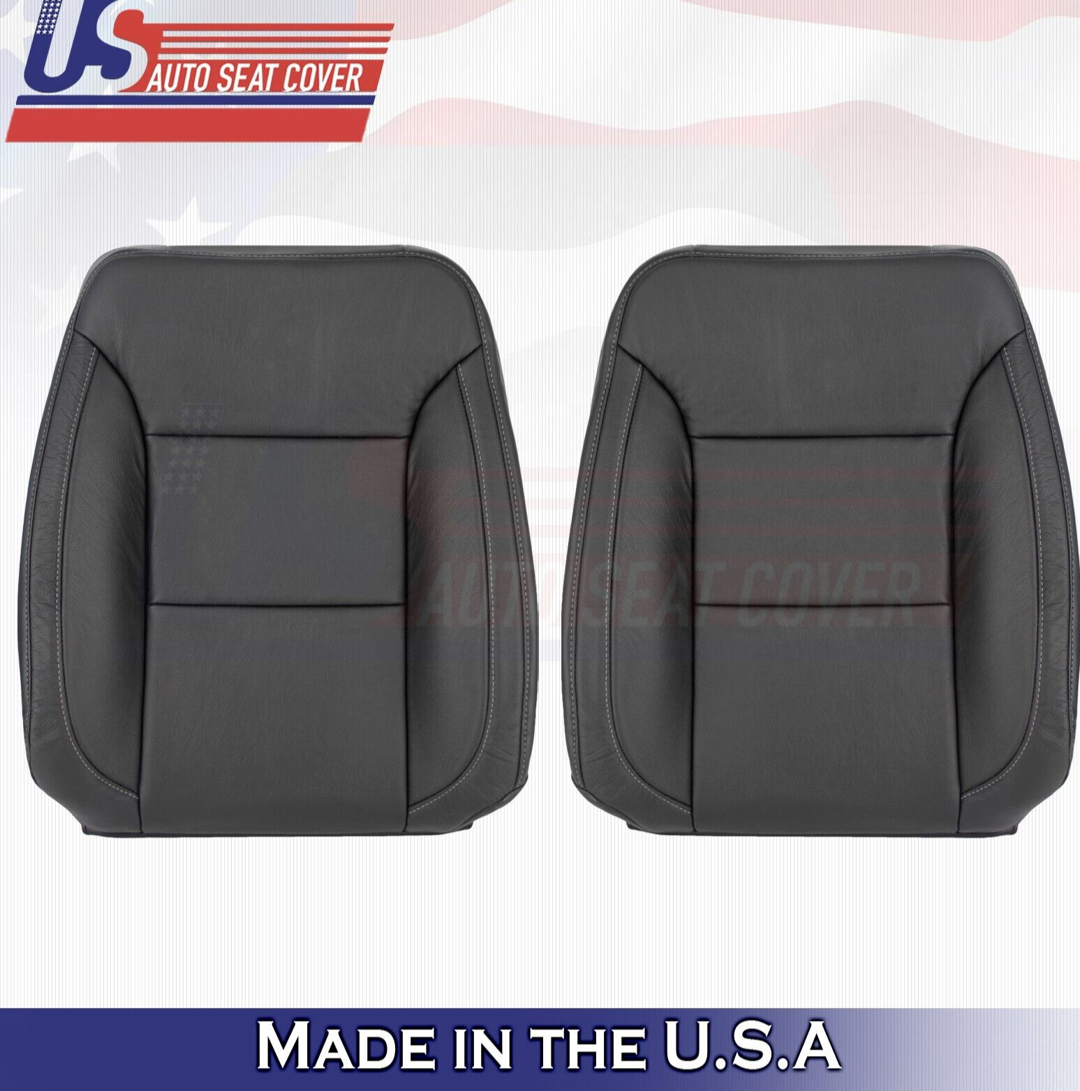 2022 For Chevy Silverado 1500 WT Driver & Passenger Top Leather Seat Covers BLK