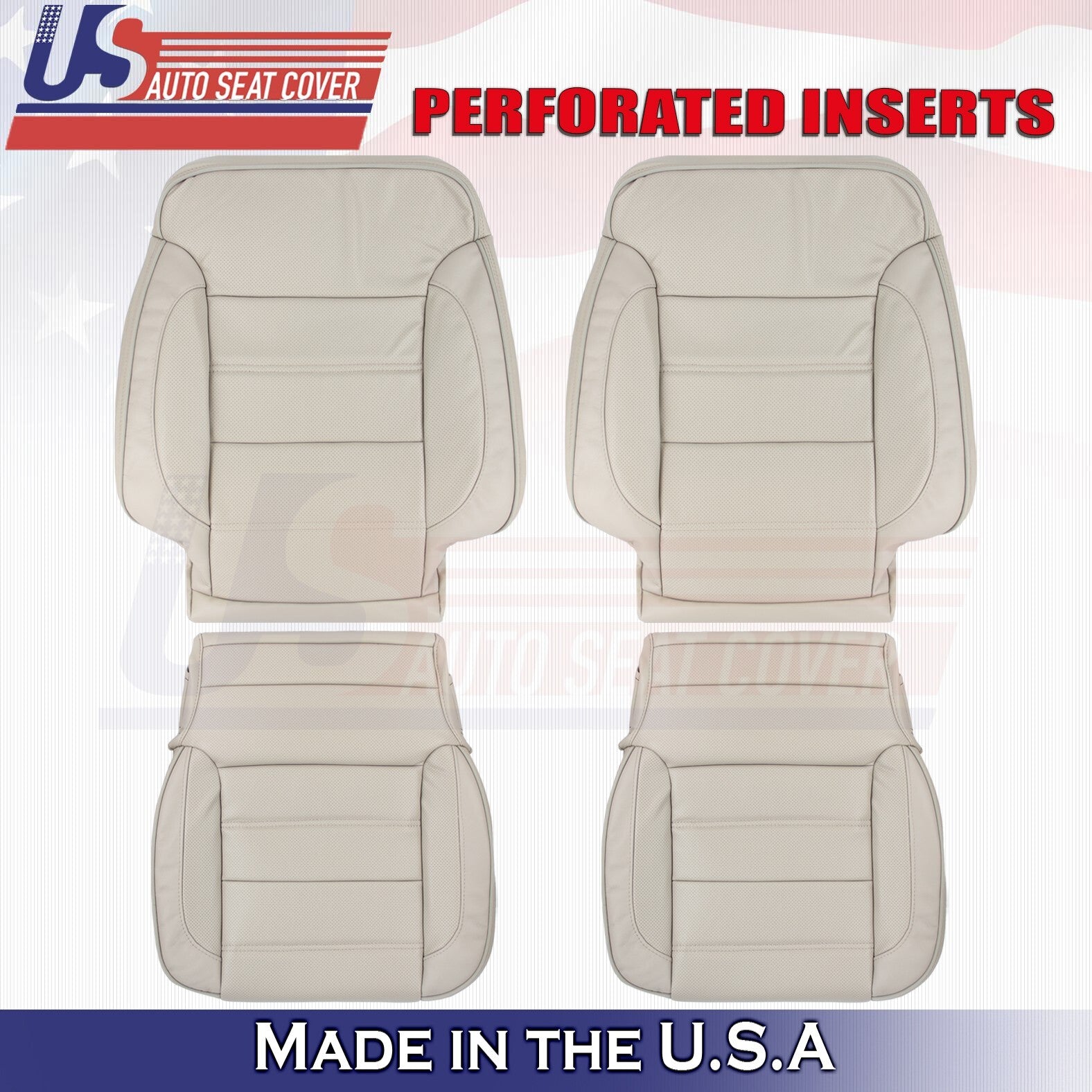 2014 to 2019 For GMC Yukon Denali 2 Top & 2Bottom Leather Seat Covers Tan