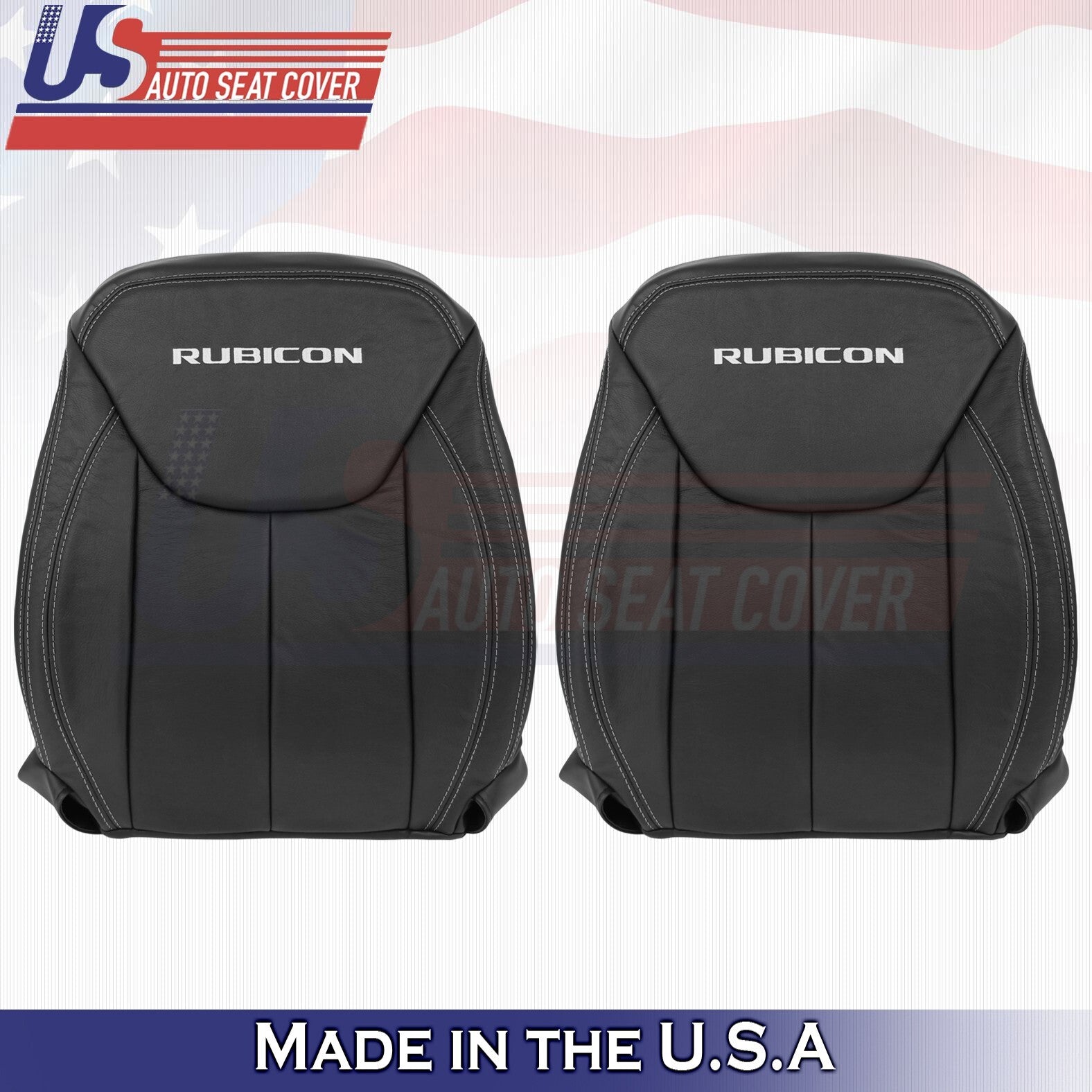 2011-2017 Fits Jeep Rubicon Driver & Passenger Bottoms &Tops Leather Cover Black
