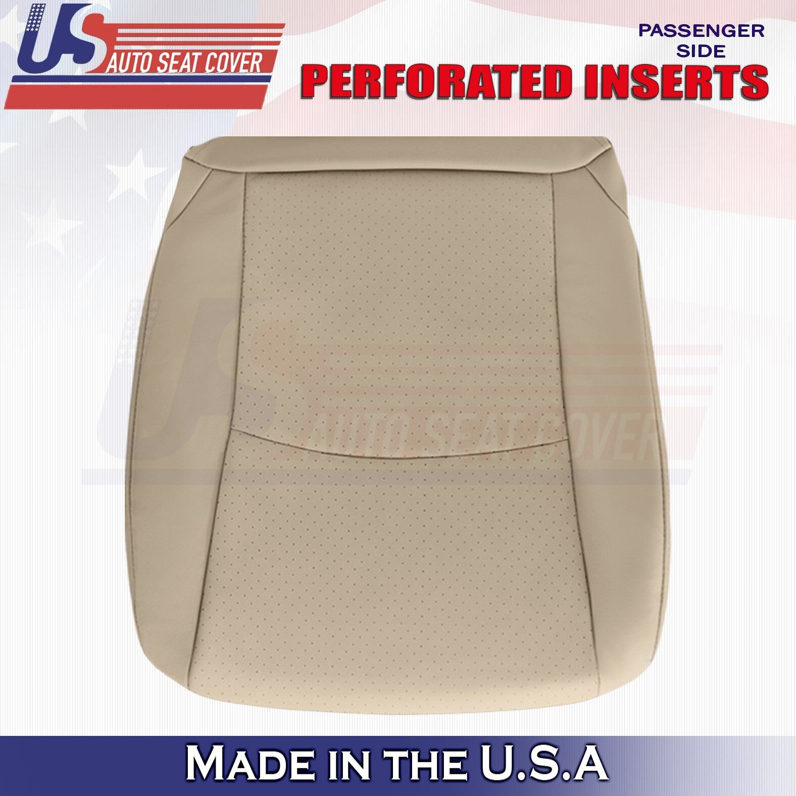 2006 2007 For Toyota Highlander 2x Top & 2x Bottom Perf Leather Seat Covers Tan