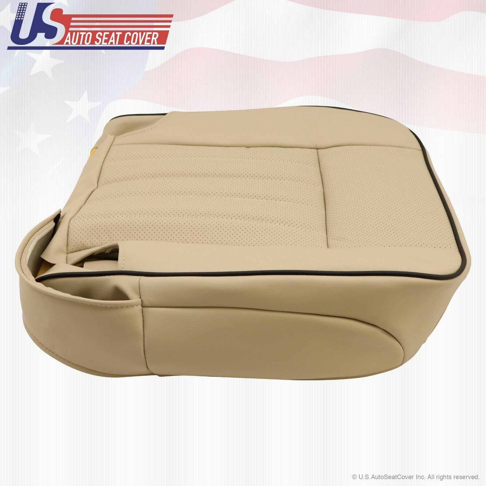 2006 Lincoln Navigator Passenger Bottom Perforated Leather Seat Cover Camel Tan
