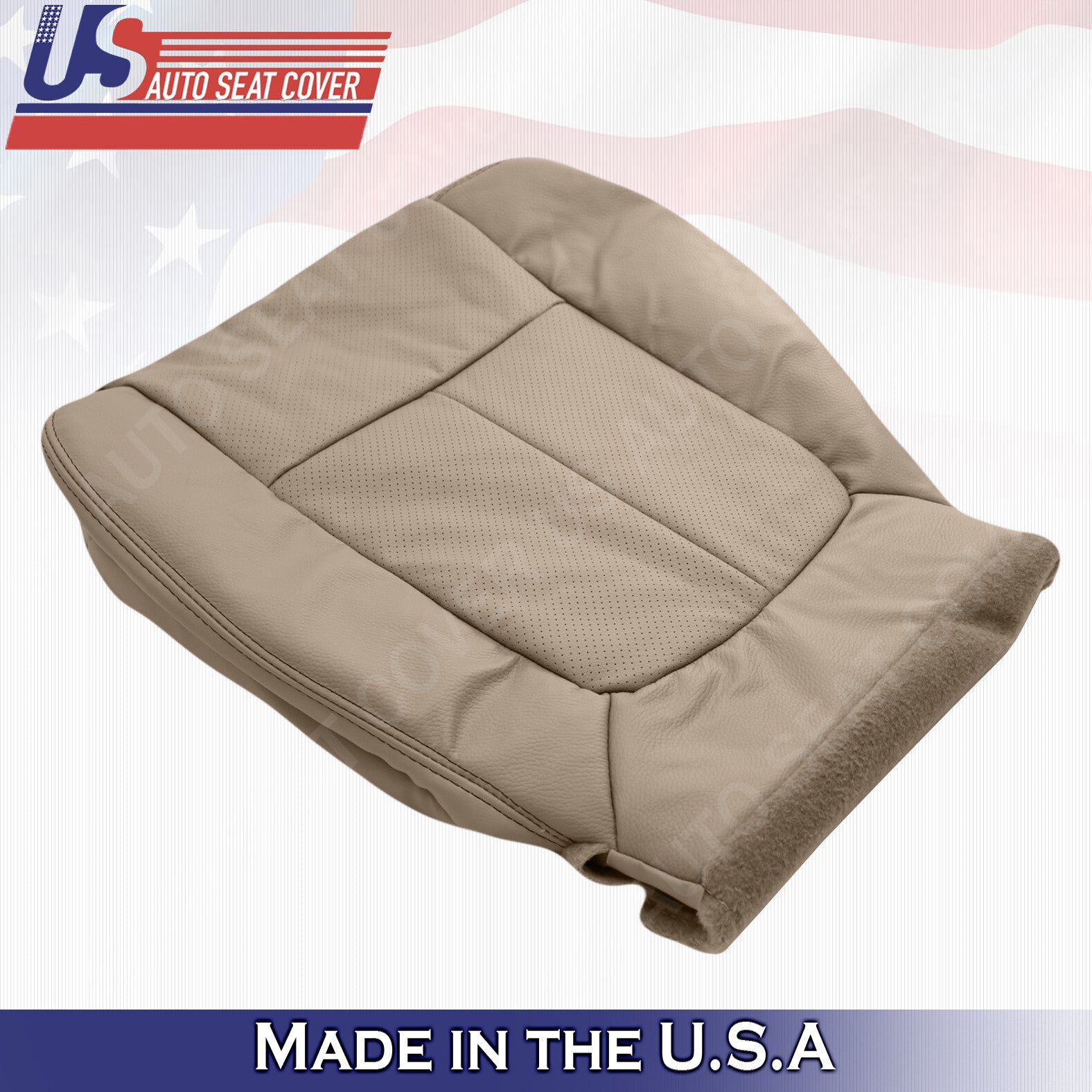 2011 to 2014 Fits Ford F150 Lariat Passenger Bottom Perforated Leather Cover Tan
