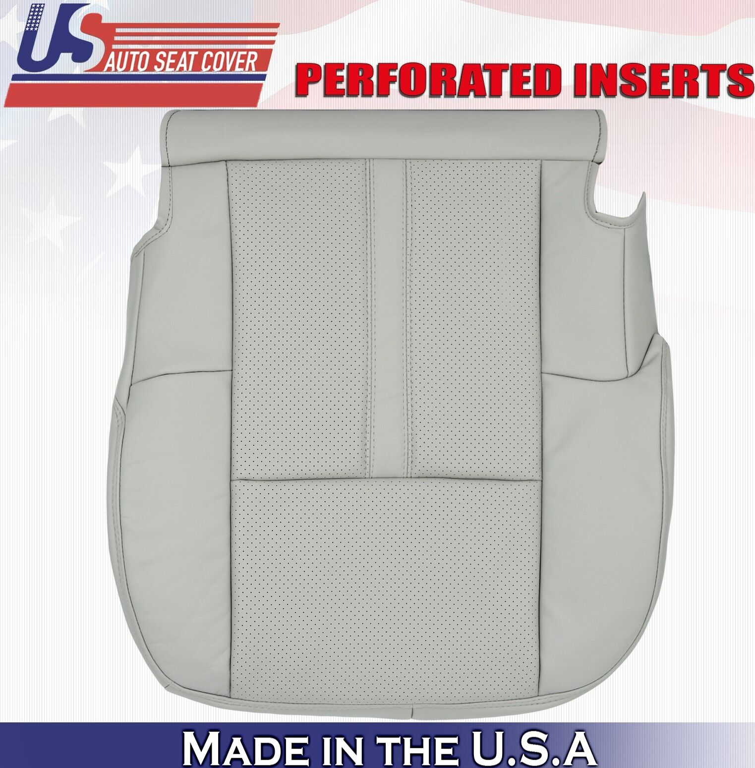 2012 2013 For Lincoln MKT Driver Side Bottom Perforated Leather Seat Cover Gray