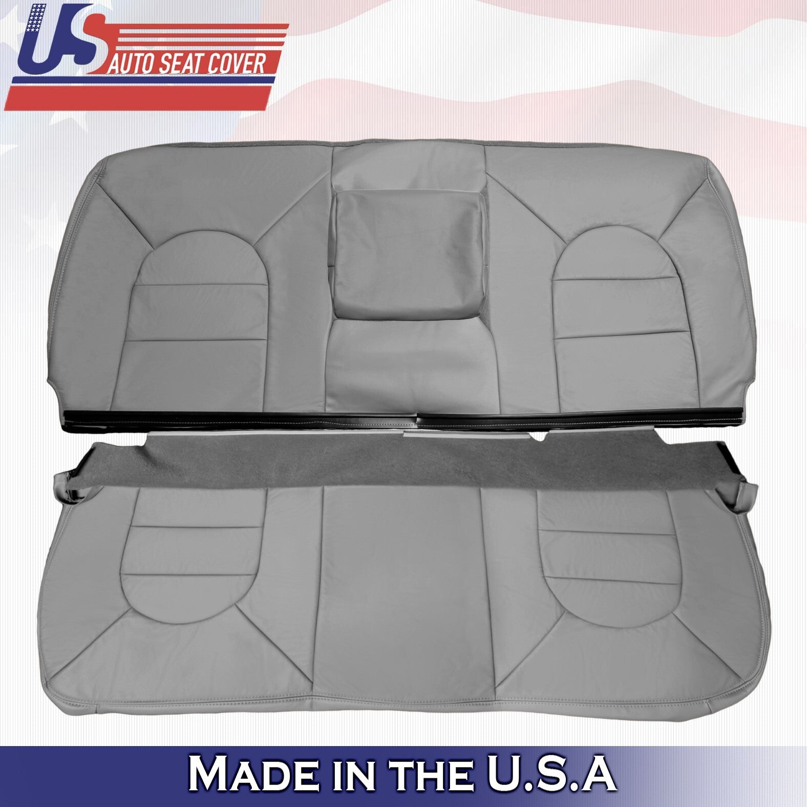 1999 For Ford F250 F350 Lariat Rear Bench Top & Bottom Leather Seat Covers Gray