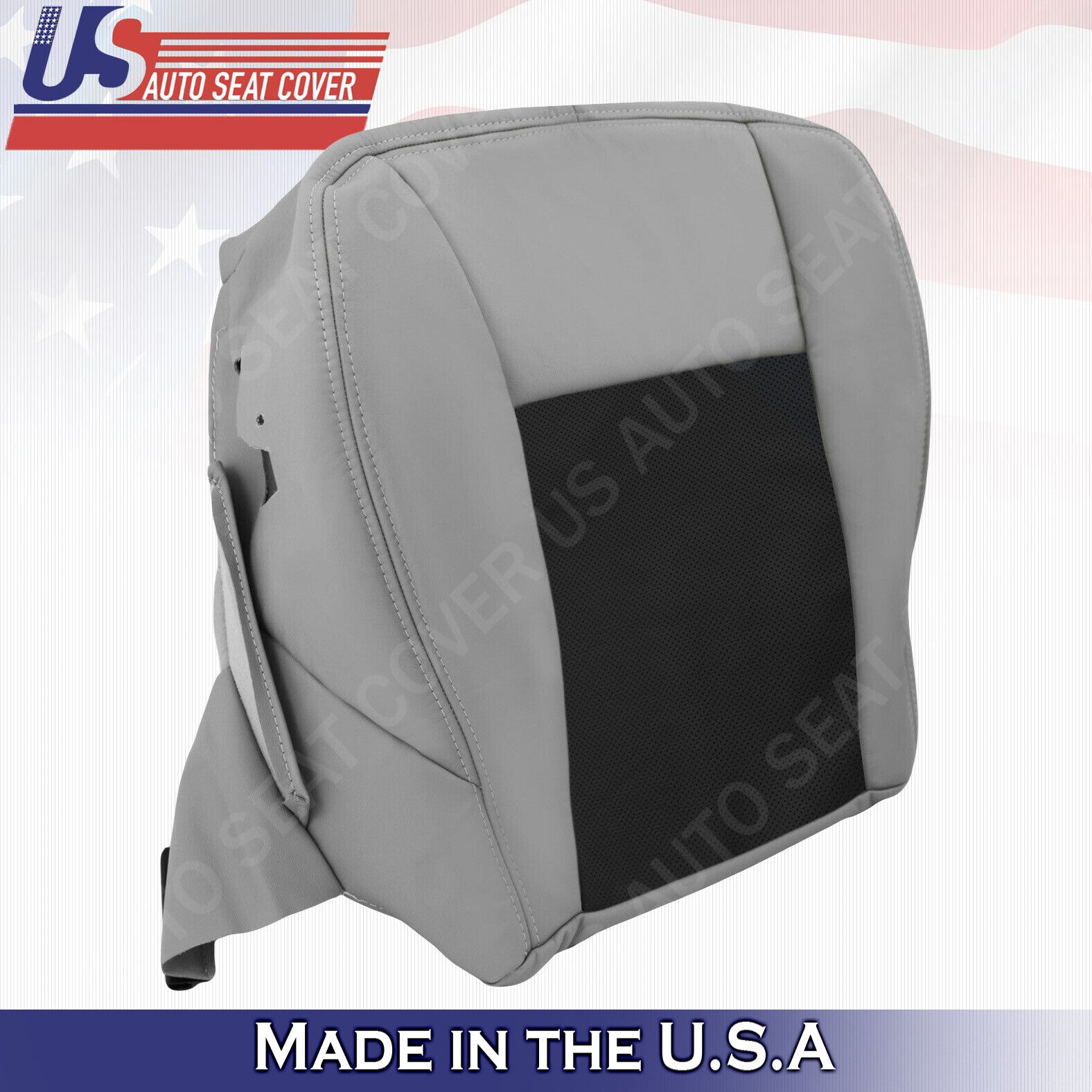2003 to 2007 Cadillac CTS DRIVER Bottom Perforated Leather Seat Cover Black/Gray