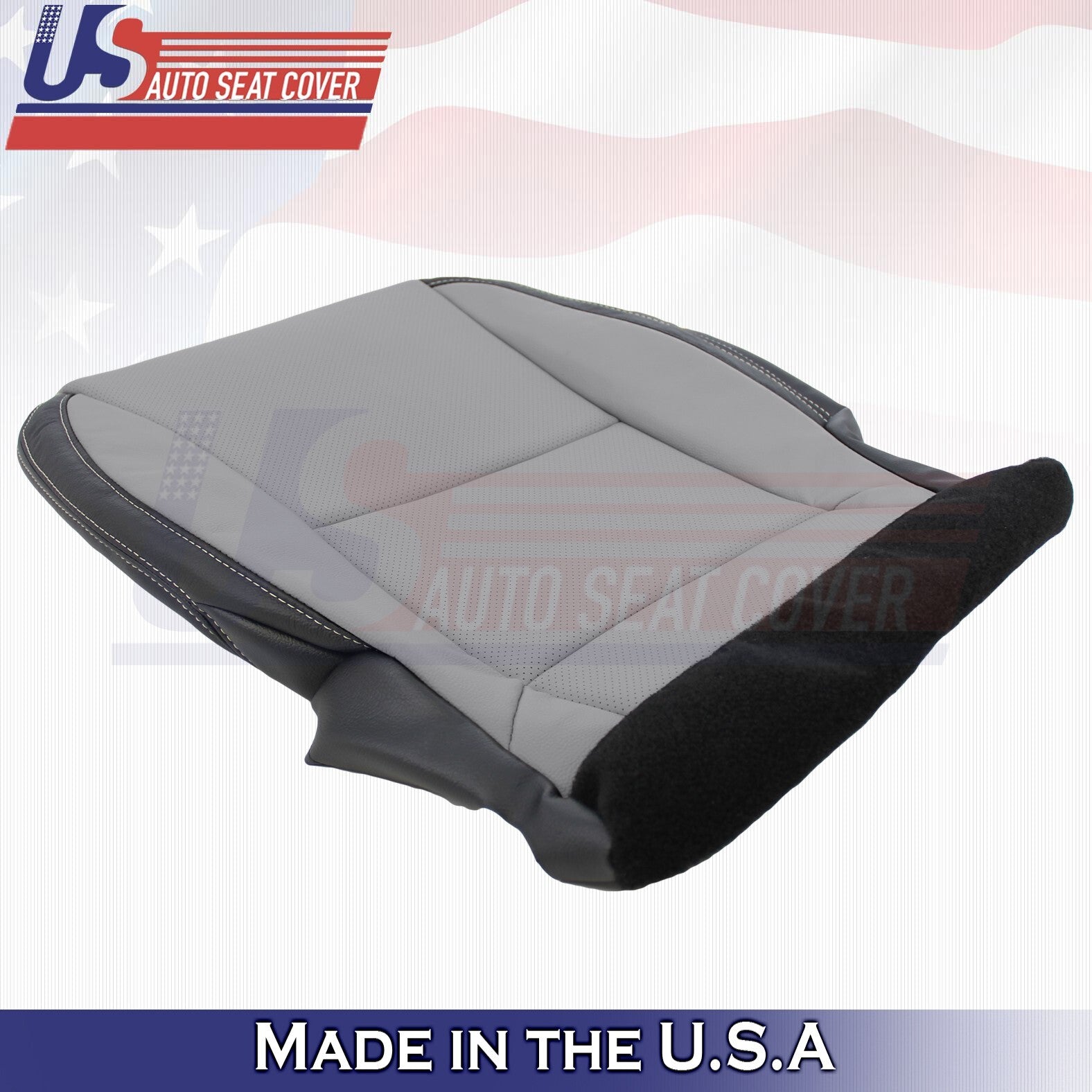 2010-2015 FOR Chevy Camaro Passenger Bottom Perforated Leather Cover Gray/Black