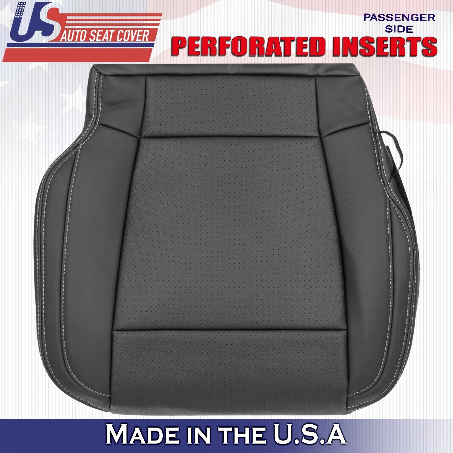 2016 For Ford F150 Lariat Driver & Passenger Bottom Perf Leather Seat Covers BLK