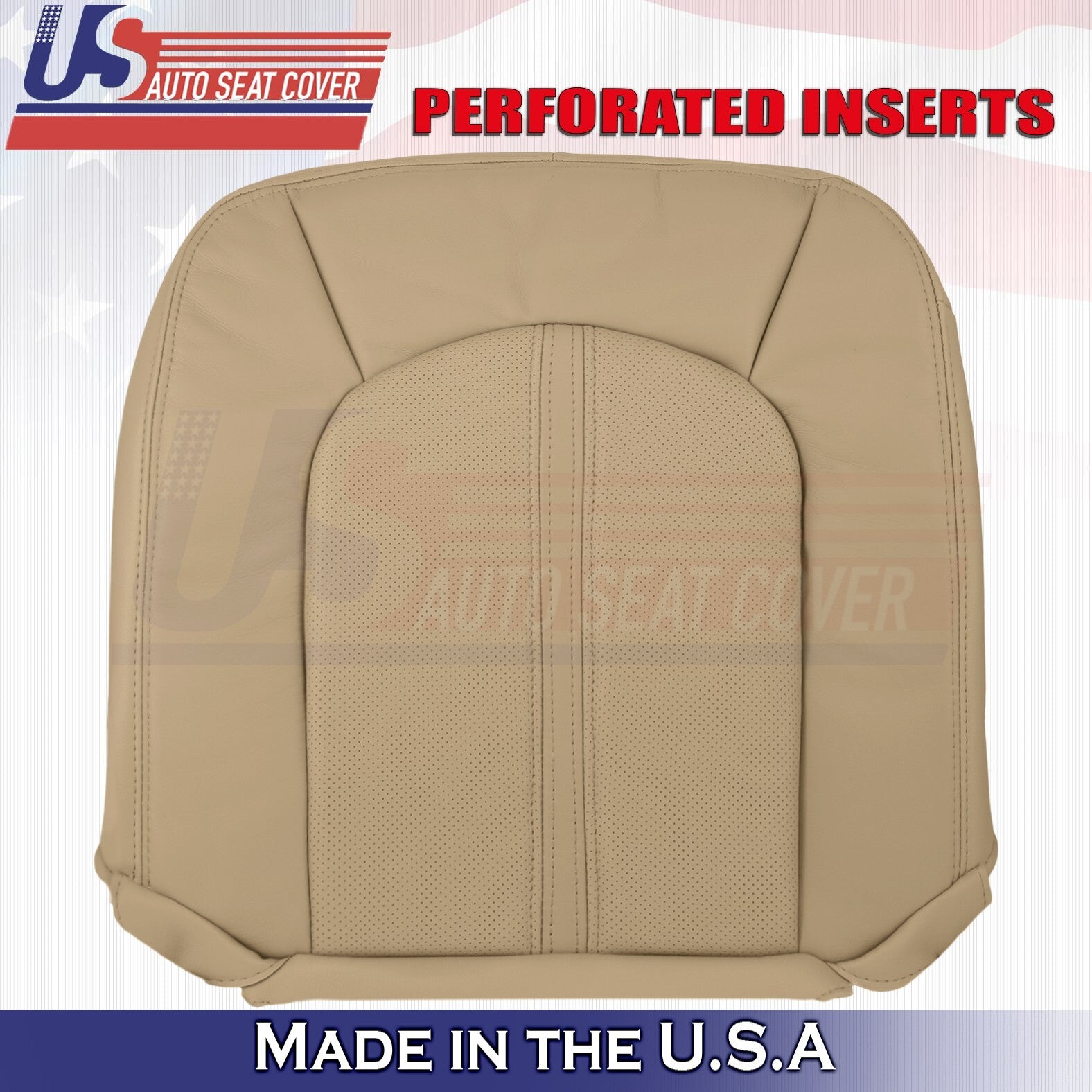 2008 to 2013 For Cadillac CTS Front Driver Top & Bottom Leather Seat Covers Tan