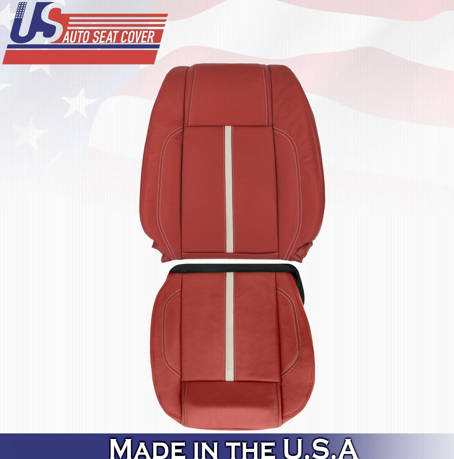 2010 to 2014 Fits Ford Mustang Gt Coupe Driver Top & Bottom Leather Covers Red