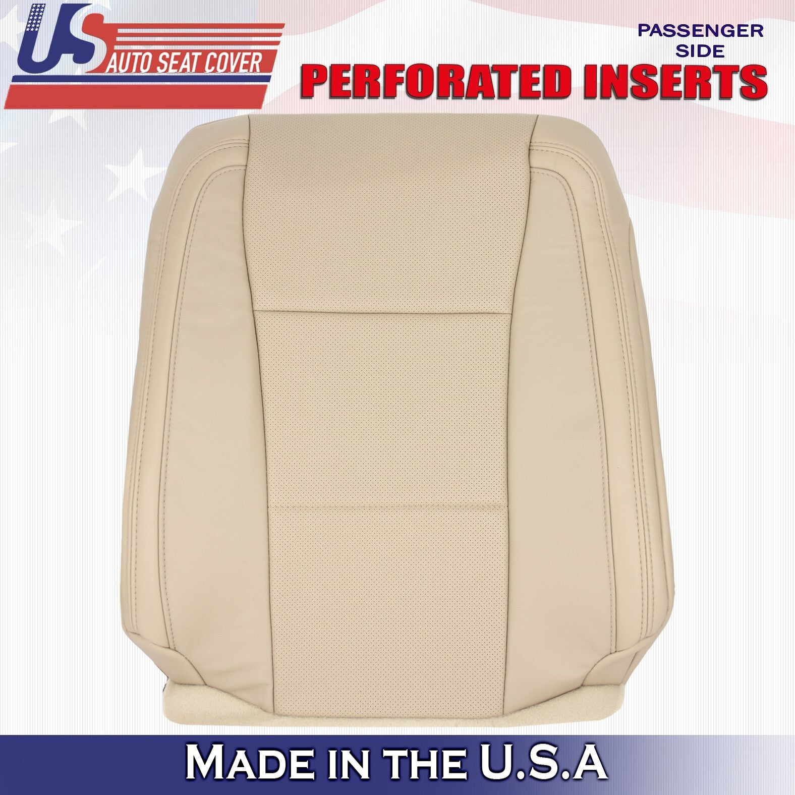 2015 2016 2017 Fits Ford F150 Lariat Passenger Top Perf Leather Seat Cover Tan
