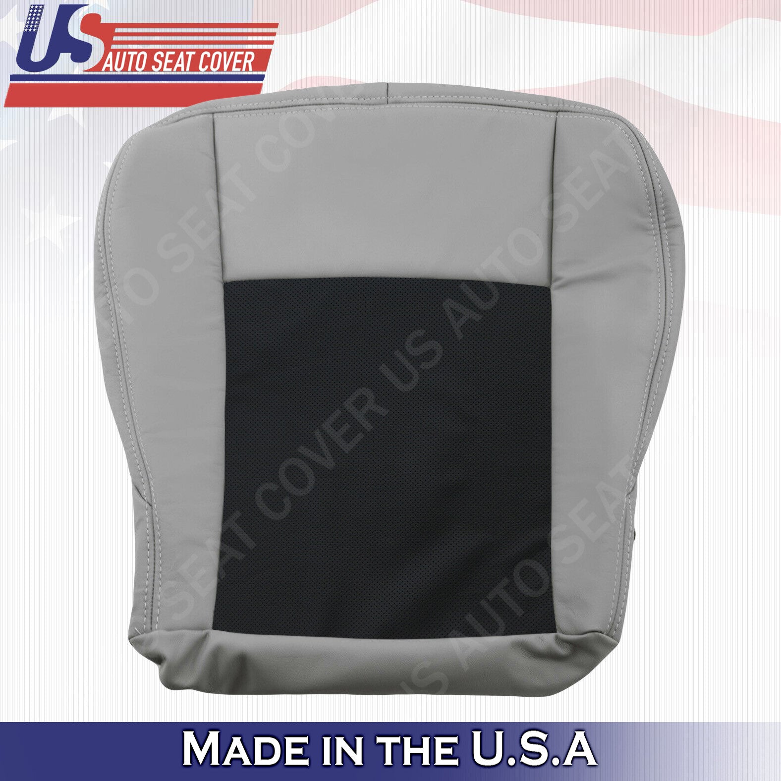 2003 to 2007 Cadillac CTS DRIVER Bottom Perforated Leather Seat Cover Black/Gray