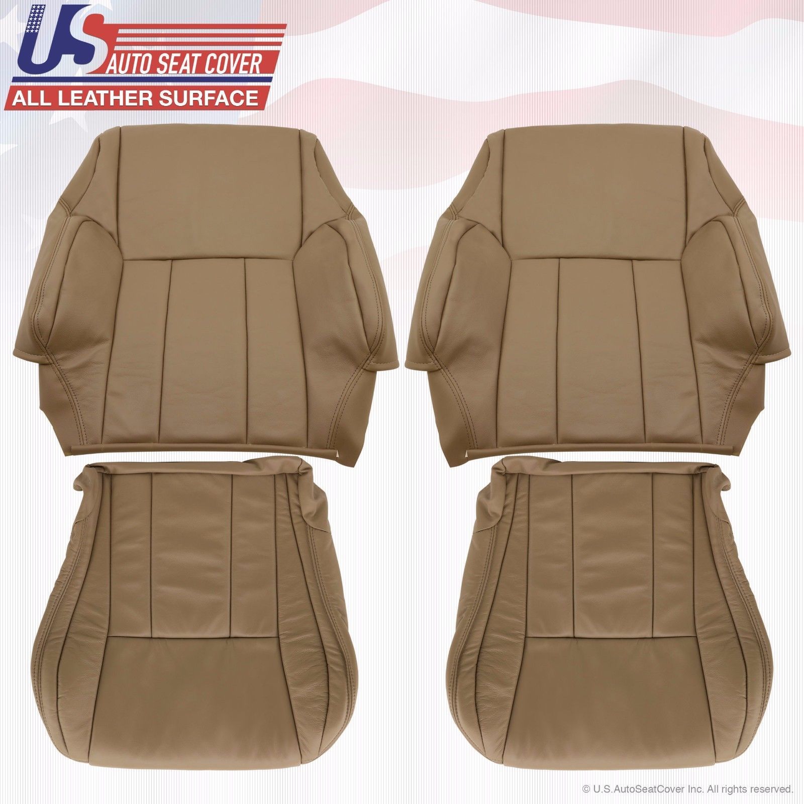 Front 2x Tops 2x Bottoms Leather seat Covers Tan Fits1996 to 2002 Toyota 4Runner