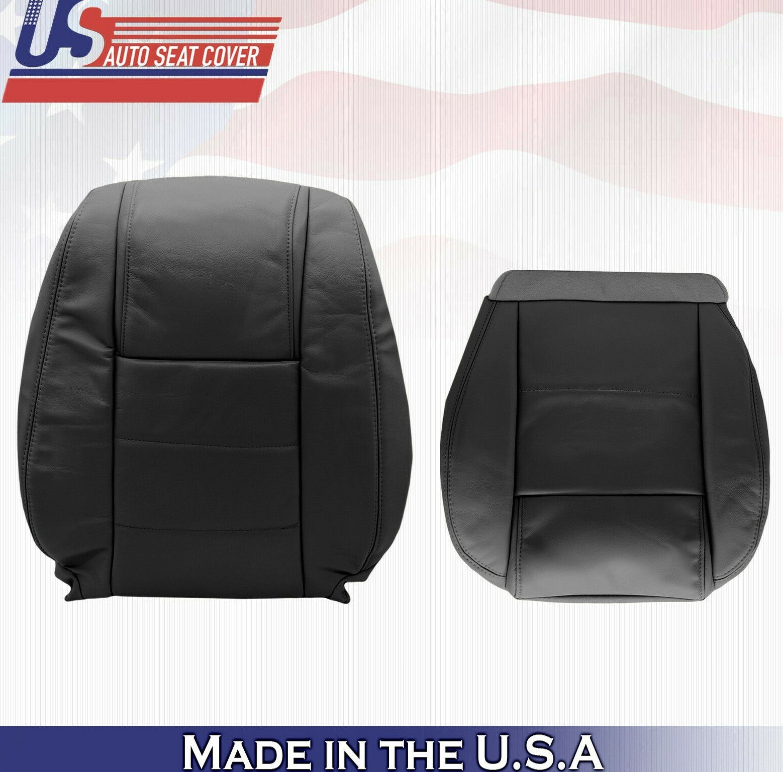 2005 to 2009 For Ford Mustang V6 Passenger Top & Bottom Leather Covers in Black