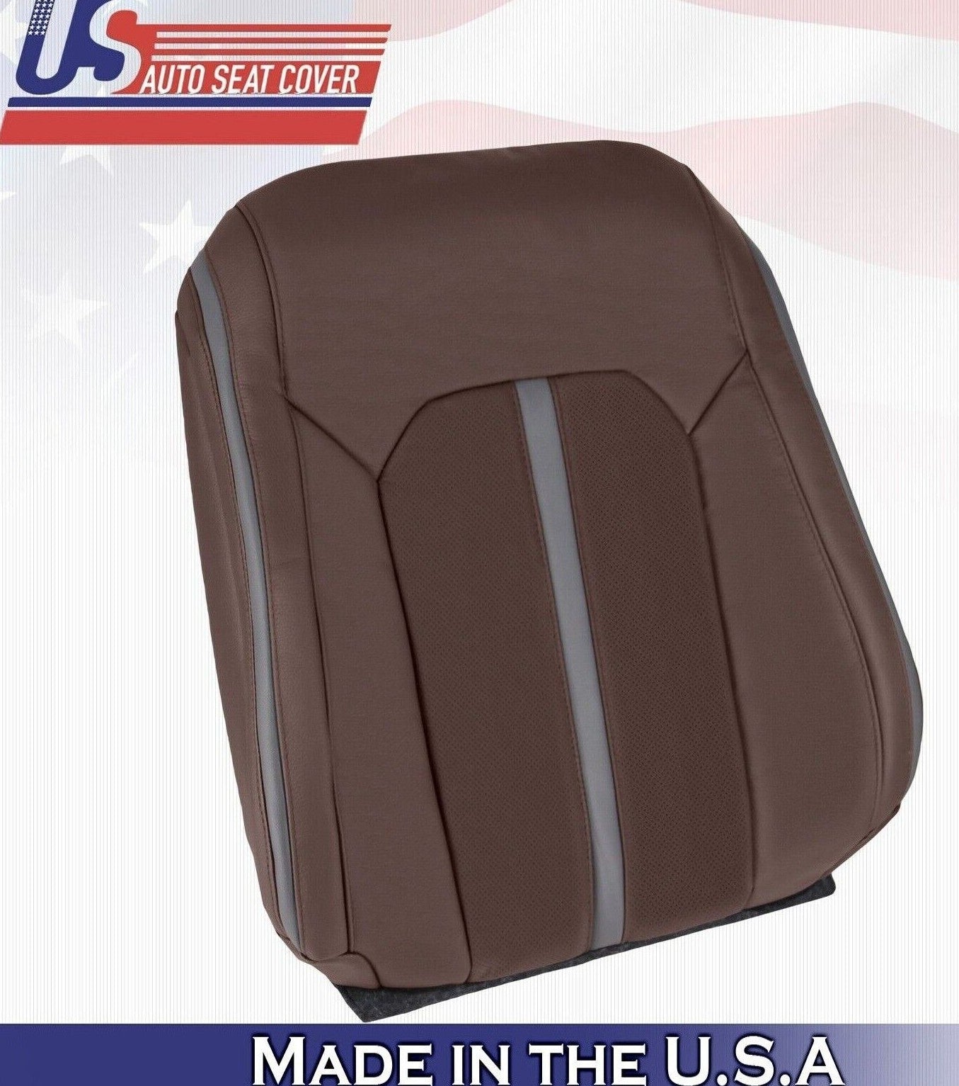 2018 For Ford F150 Platinum Passenger Top Perforated Leather Seat Cover Brown
