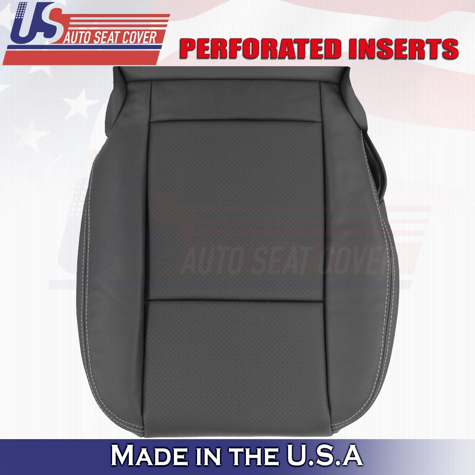 2014 2015 For Dodge Charger Driver & Passenger Bottom Leather Seat Covers BLK