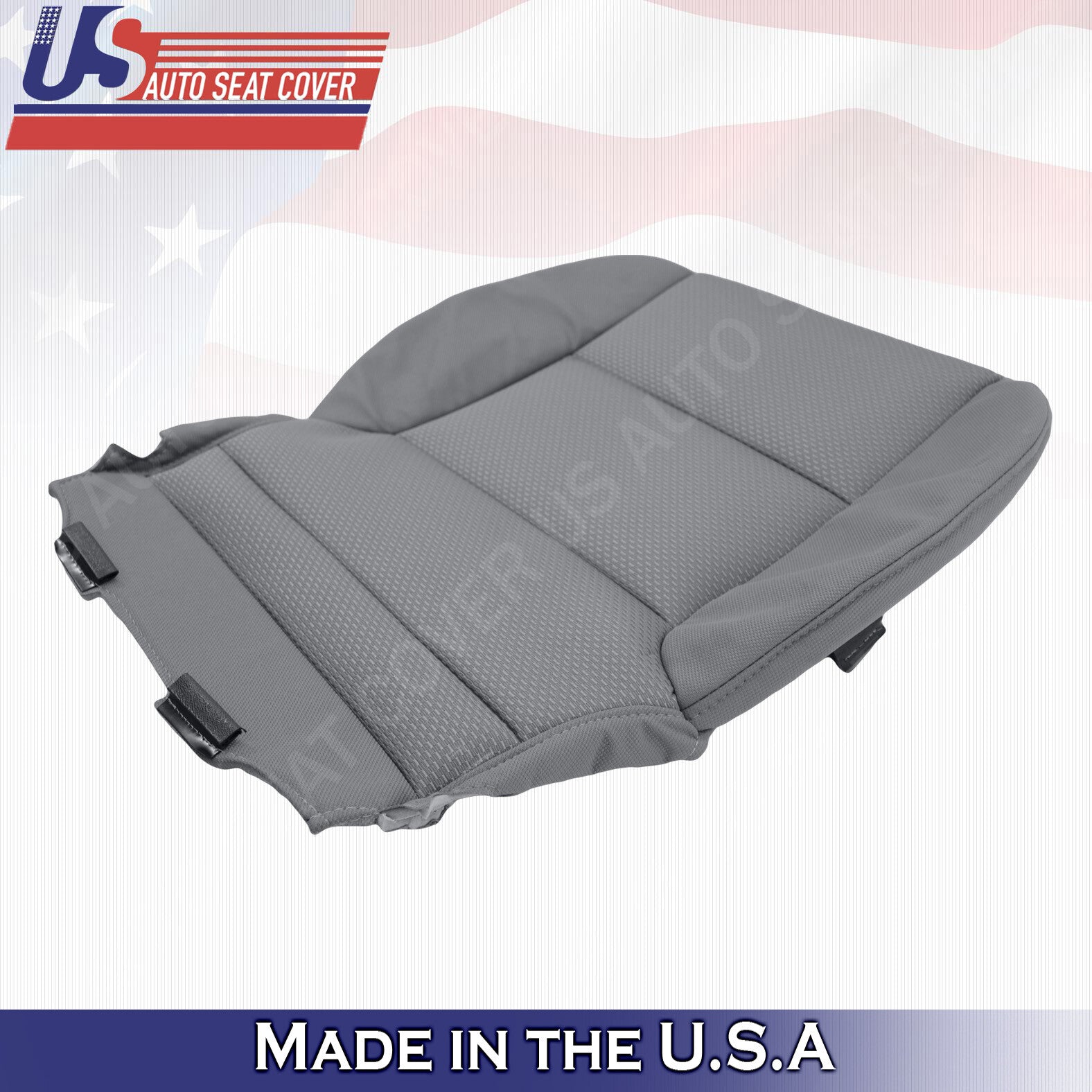 Driver & Passenger Bottom Cloth Seat Cover Gray 2014 to 2019 For Chevy Silverado