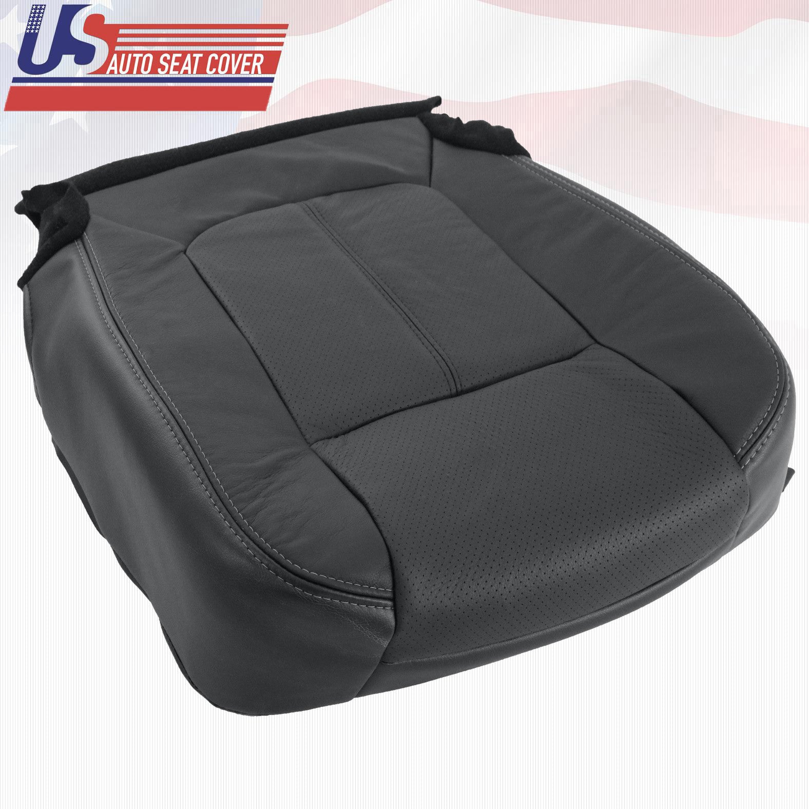 2011 2012 Ford F250 F350 Lariat Driver-Passenger Bottom Leather Seat Cover Black
