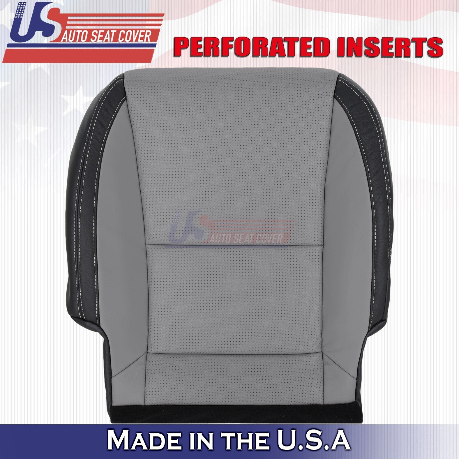 2010-2015 Fits Chevy Camaro Driver Bottom Perforated Leather Cover Gray/Black