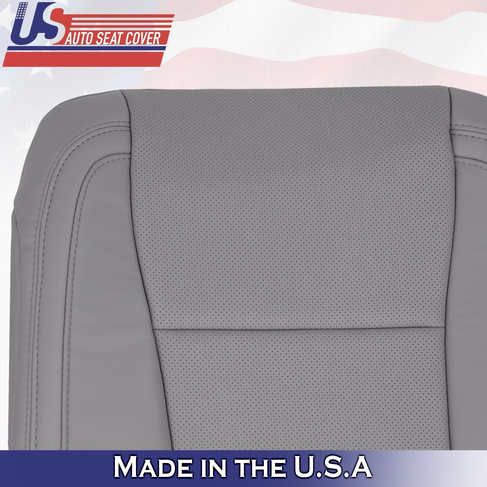 2015 2016 2017 Fits Ford F150 Lariat 2XTops&2XBottoms Perf Leather Covers Gray