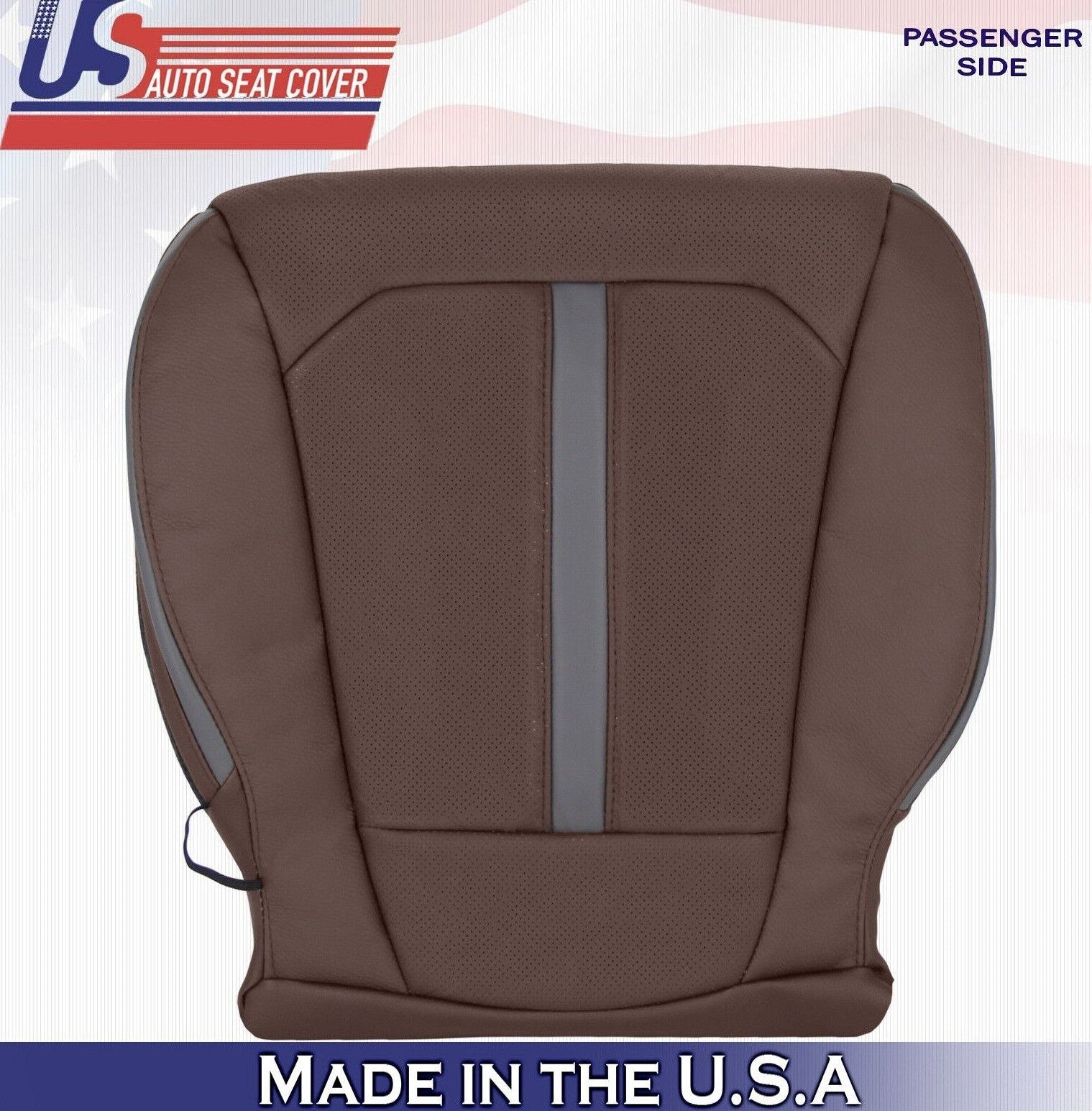 2017 For Ford F150 Platinum Passenger Bottom Perforated Leather Seat Cover Brown