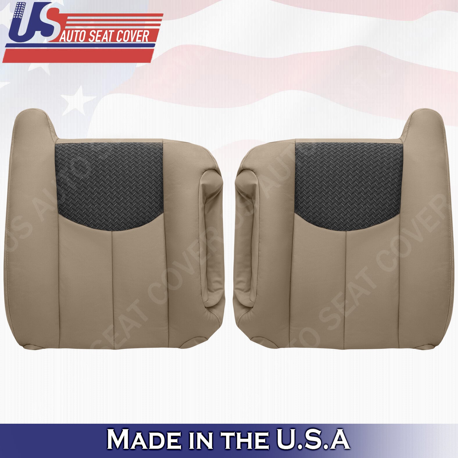 Driver & Passenger Tops Leather-Cloth Covers Tan 2003 to 2006 Chevy Avalanche