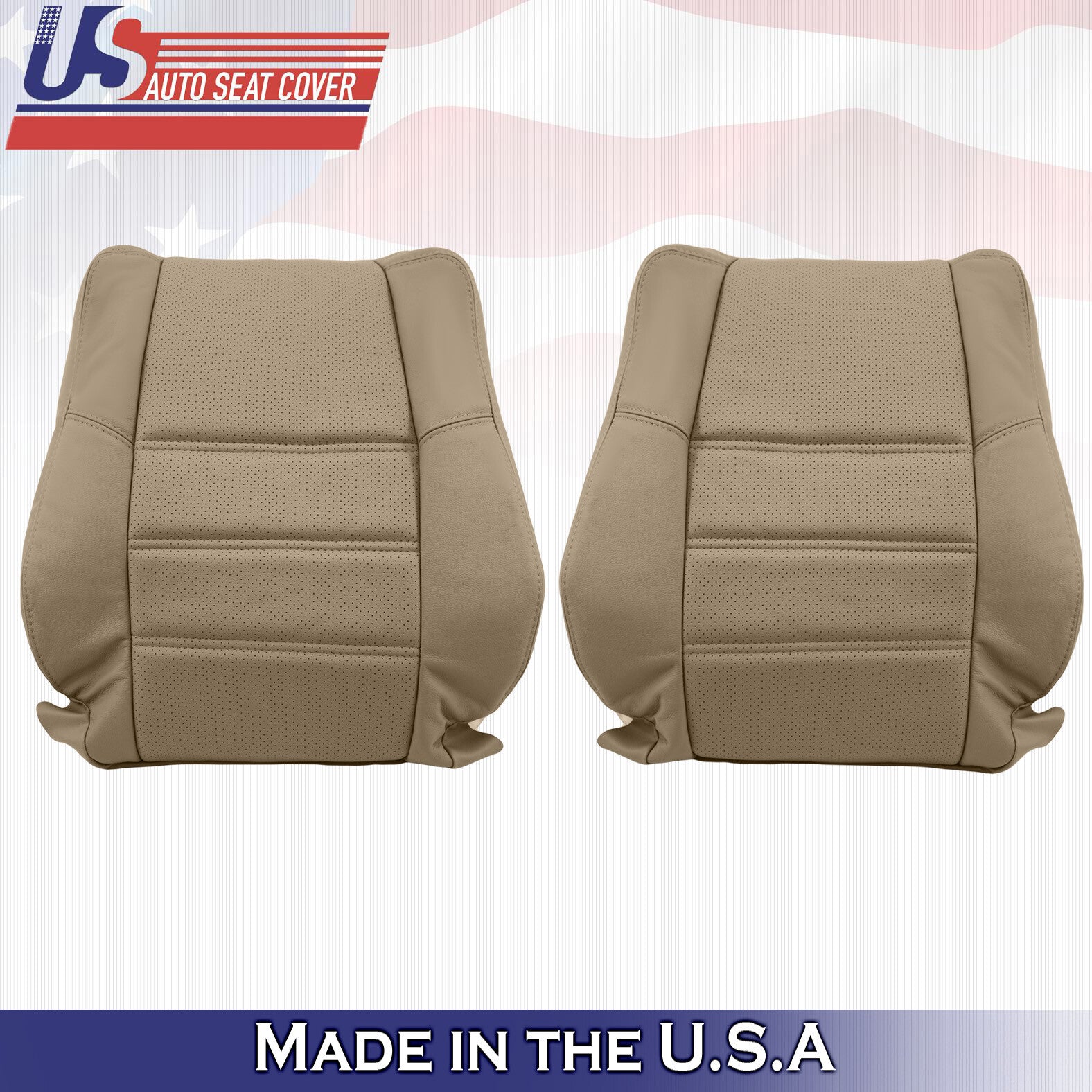 Lean Back Perforated Leather Seat Cover Tan For Nissan Pathfinder 2001 to 2004