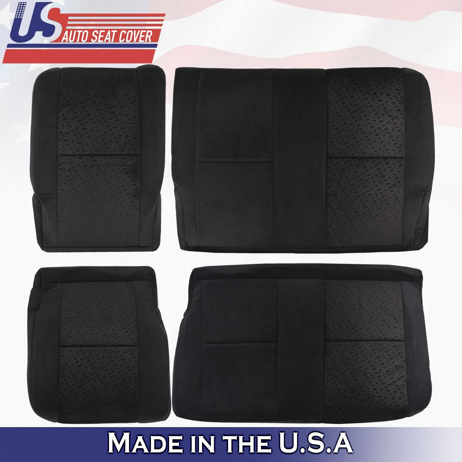 2007 2008 2009 For GMC Sierra 1500 2500 3500 Rear Top & Bottom Cloth Covers BLK