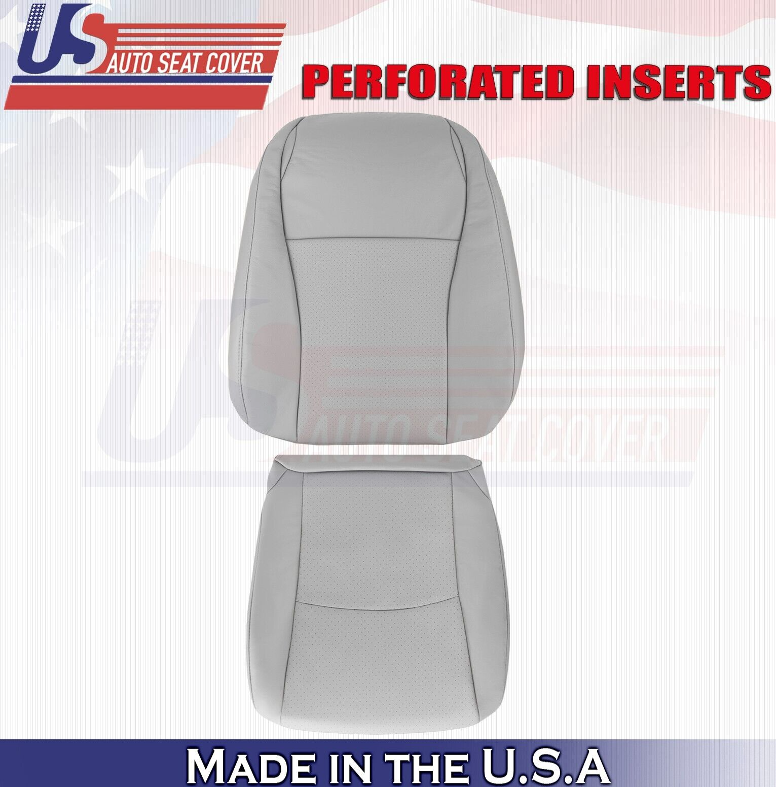 2008 2009 For Toyota Highlander Driver Top Bottom Perf Leather Seat Covers Gray