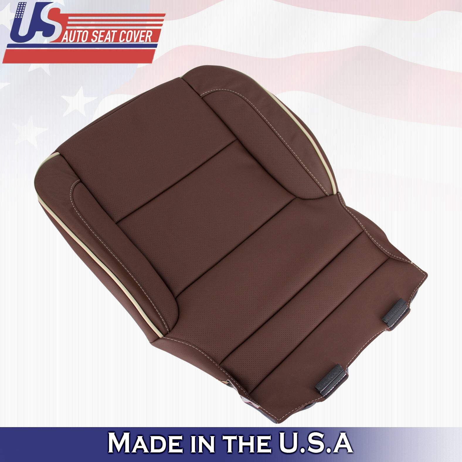 2019 For Chevy Silverado High Country 2 Top & 2 Bottom Leather Seat Covers Brown
