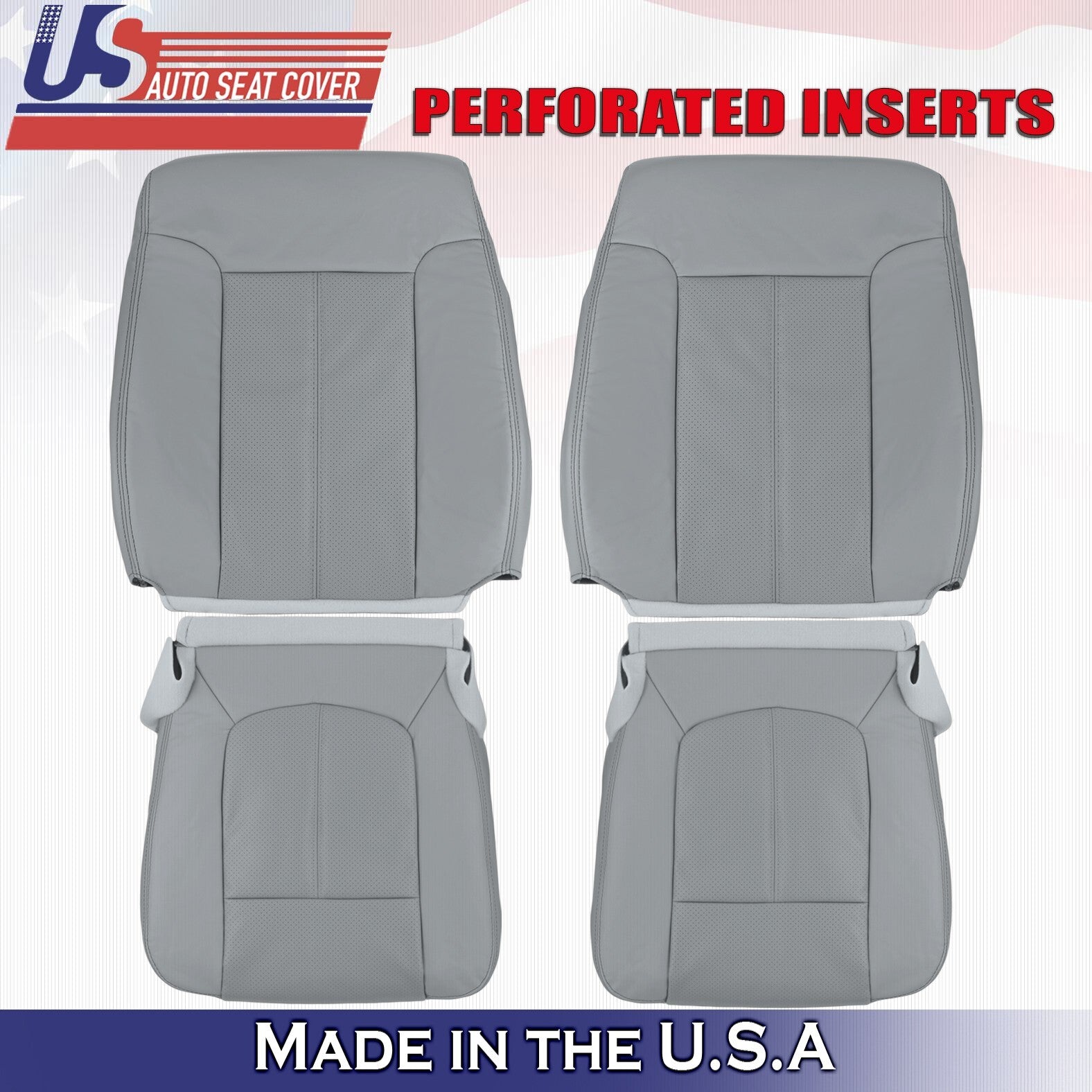 2011 to 2016 For Ford F250 F350 Lariat 2 Top & 2 Bottom Leather Seat Covers Gray