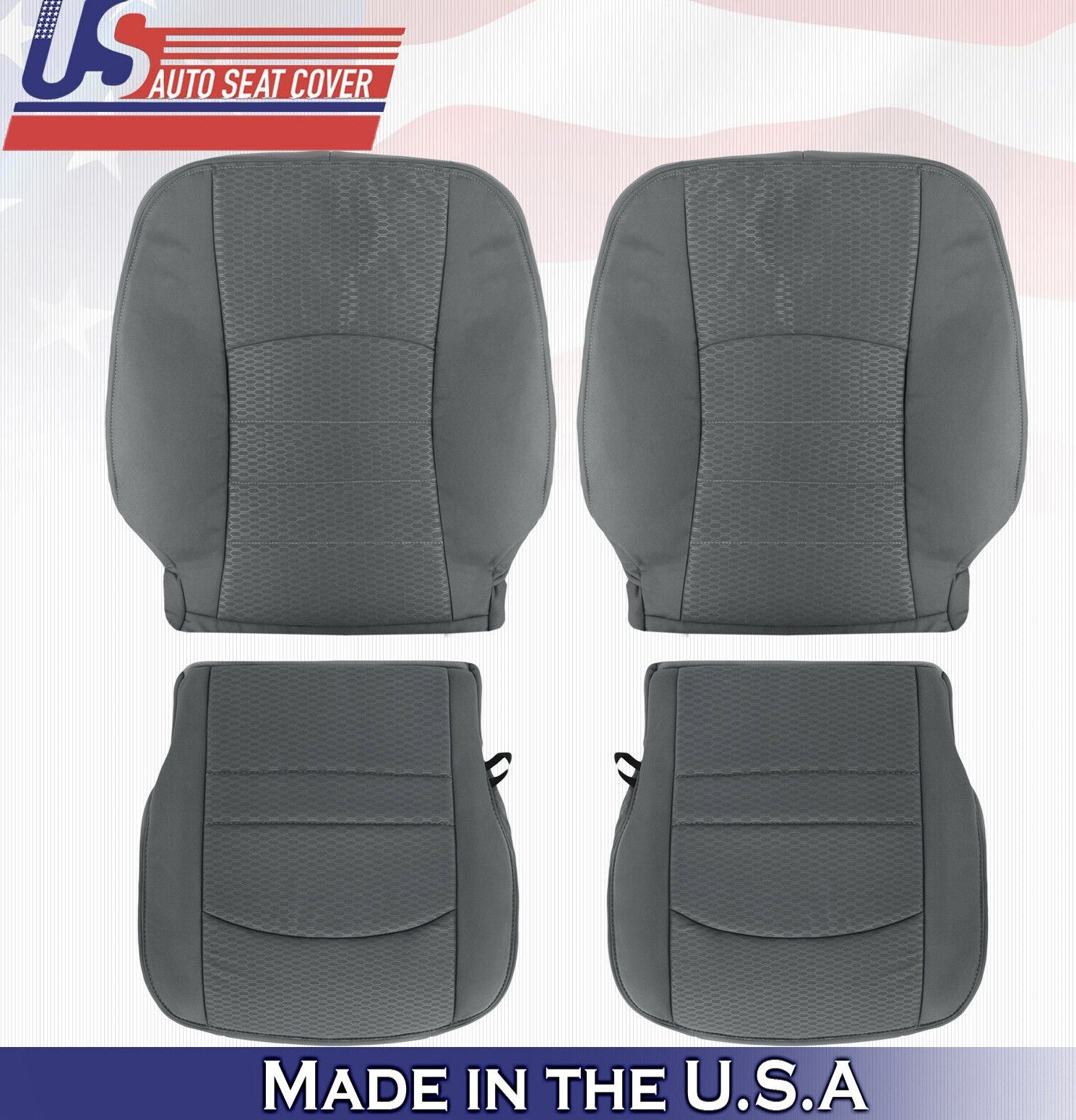 2013 to 2018 For Dodge Ram 2500 SLT 2x Top & 2x Bottom Cloth Seat Covers Gray