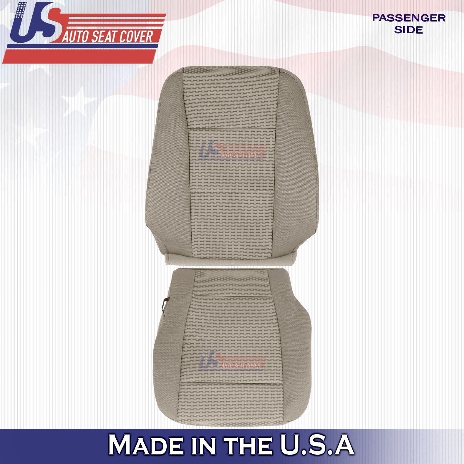 2015 to 2019 Fits Ford F150 Passenger Side Bottom & Top Cloth Seat Cover Tan