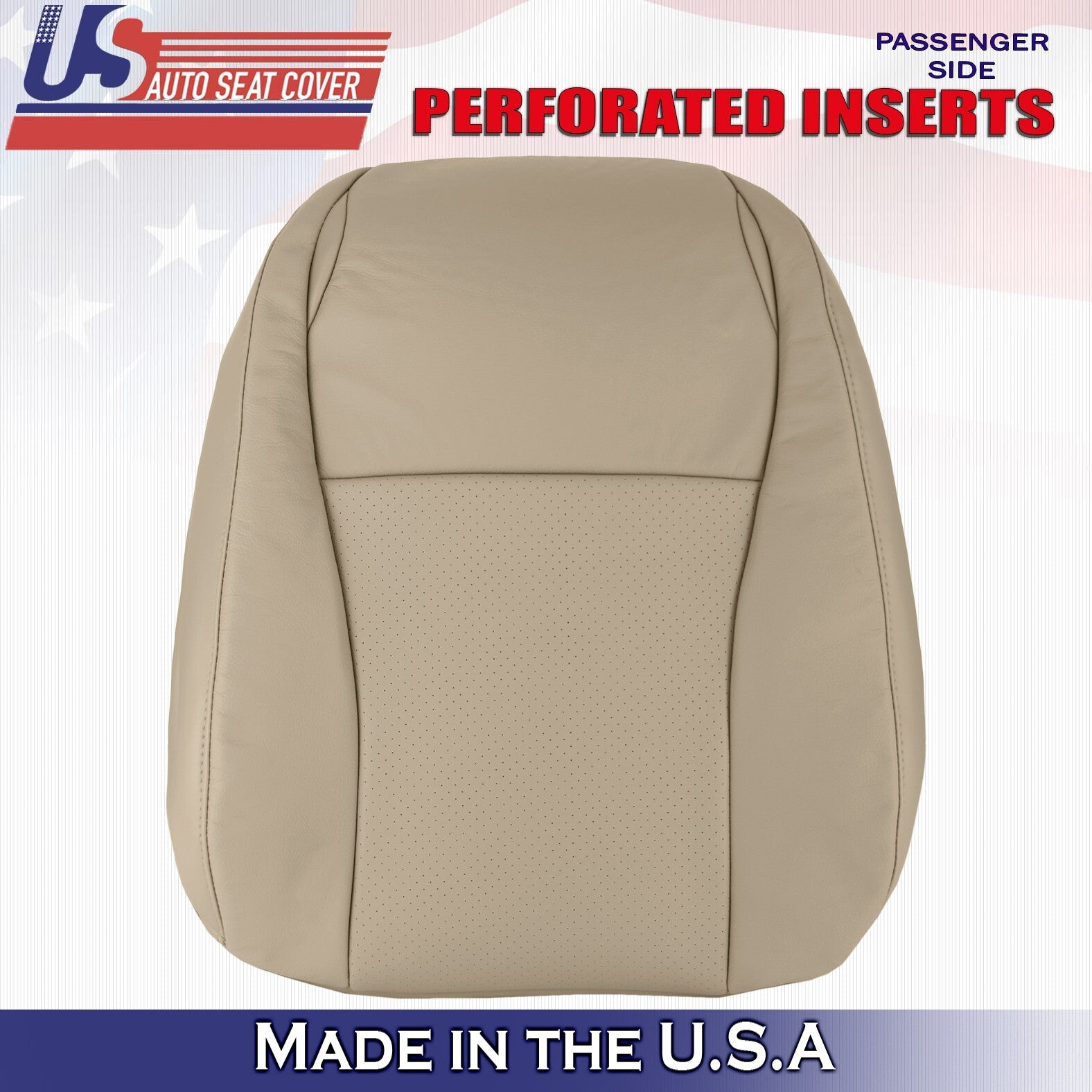 2006 2007 For Toyota Highlander 2x Top & 2x Bottom Perf Leather Seat Covers Tan