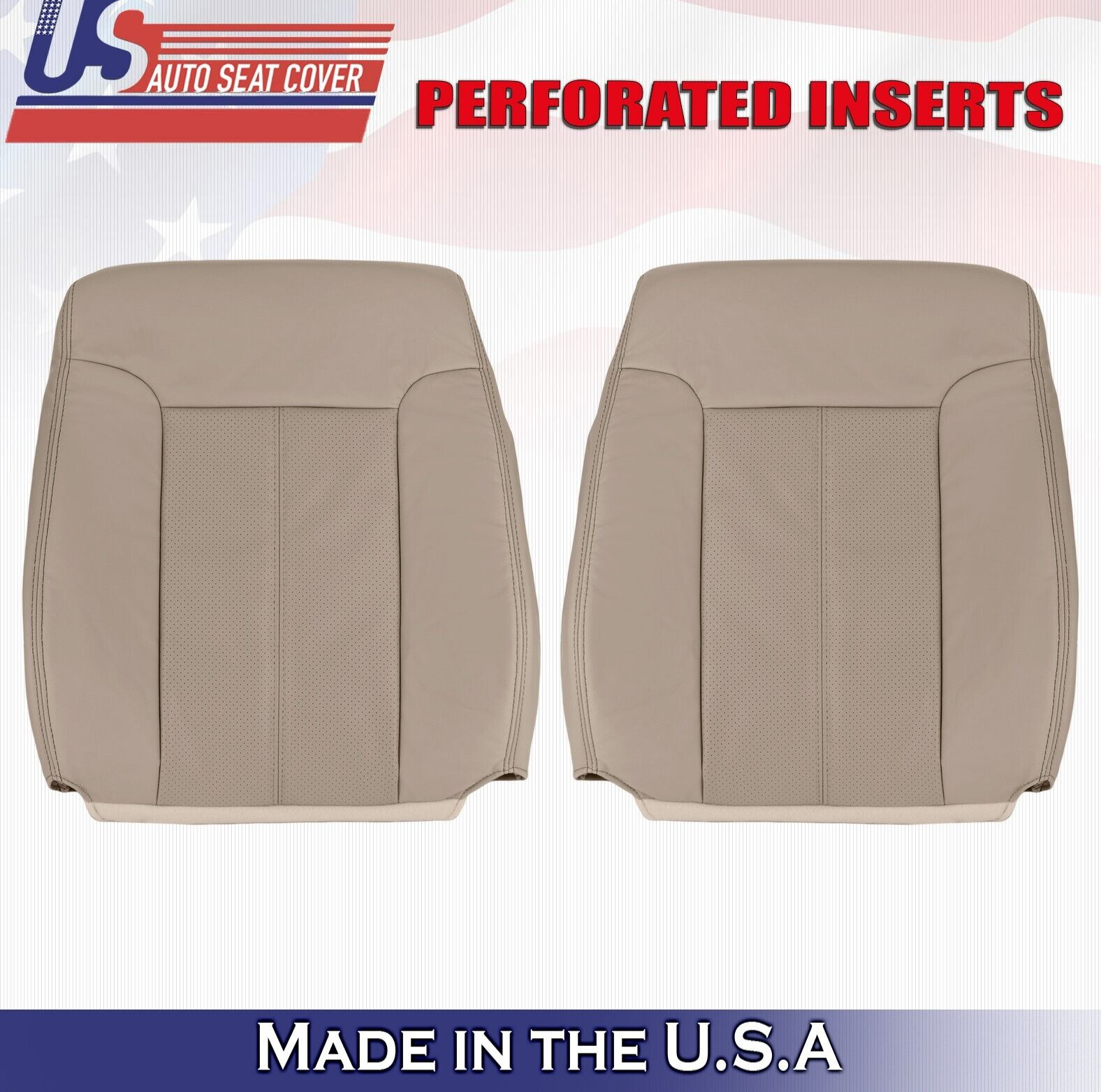 2013 2014 For Ford F250 F350 Lariat Driver Passenger Top Leather Seat Covers Tan