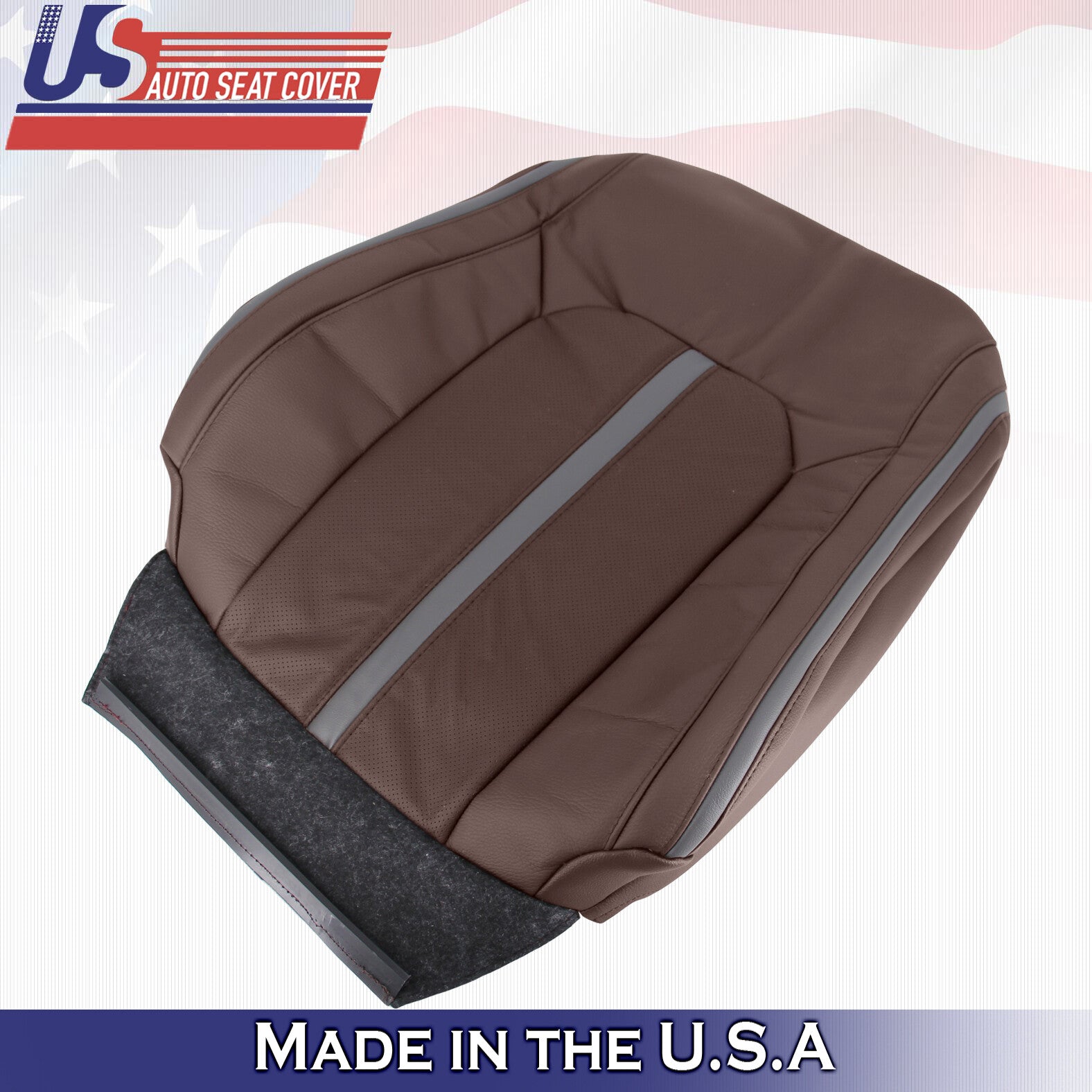 2018 For Ford F150 Platinum Passenger Top Perforated Leather Seat Cover Brown