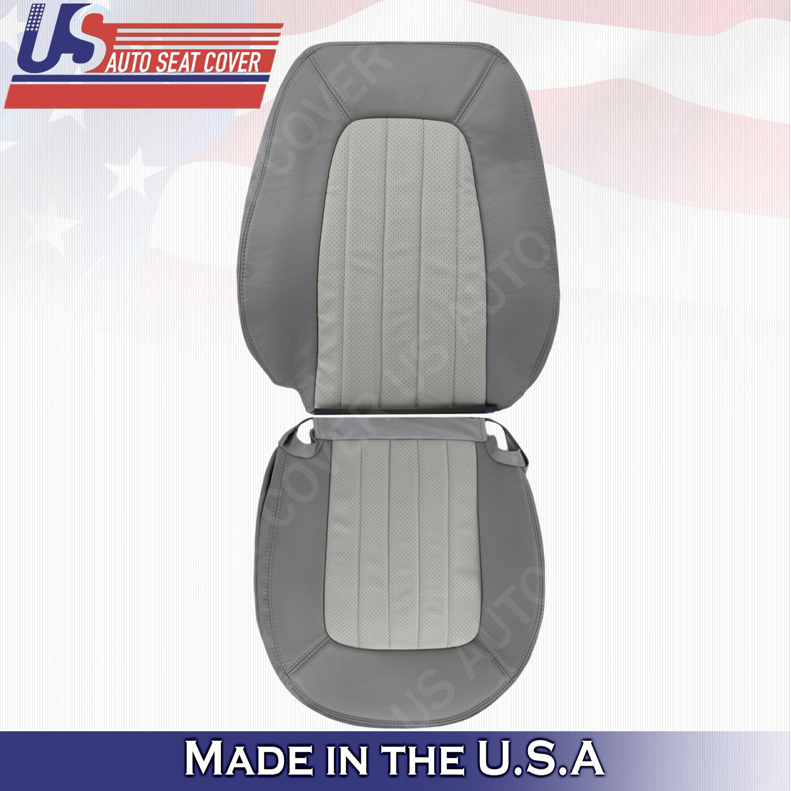 2002 to 2005 Mercury Mountaineer Driver Top-Bottom Perforated Leather Cover Gray