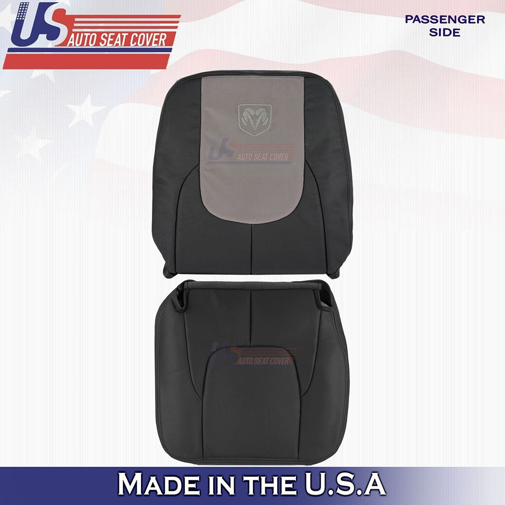 2002 2003 Fits Dodge Ram Laramie Passenger Bottom &Top Leather/Suede Cover Black