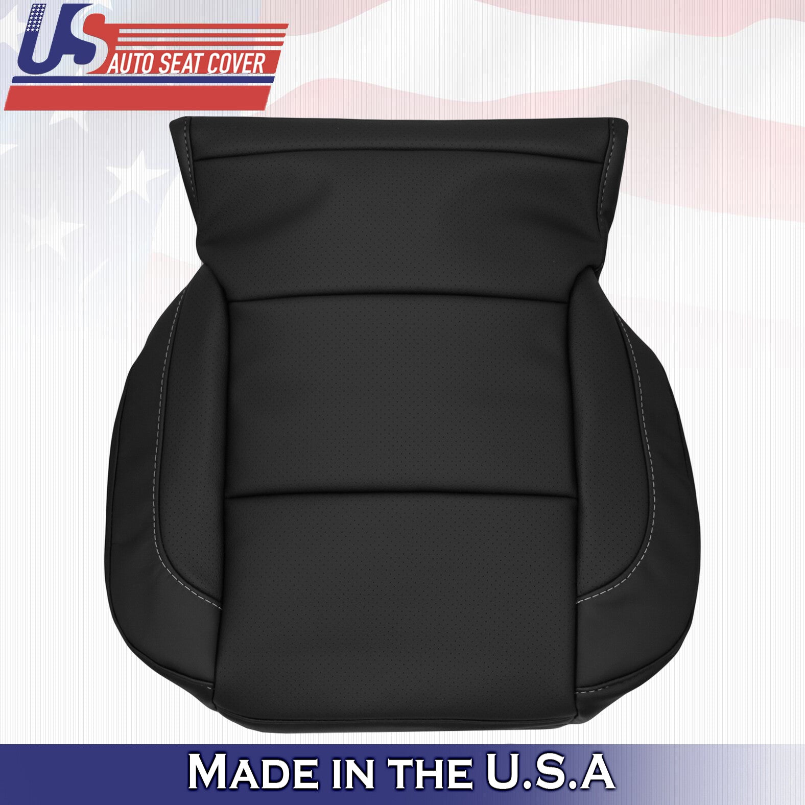 2014 to 2018 GMC Sierra Yukon Driver Bottom Perforated Leather Seat Cover Black
