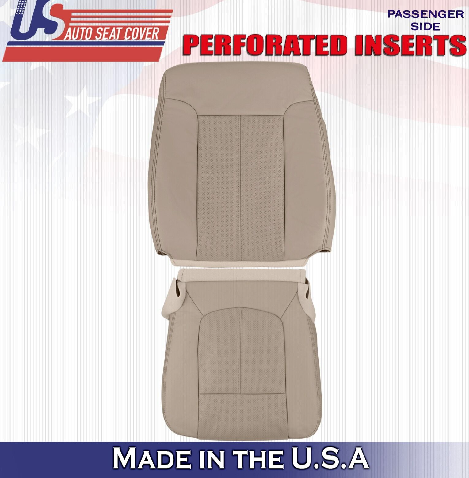 2015 2016 For Ford F250 F350 Lariat Passenger Top Bottom Leather Seat Covers Tan
