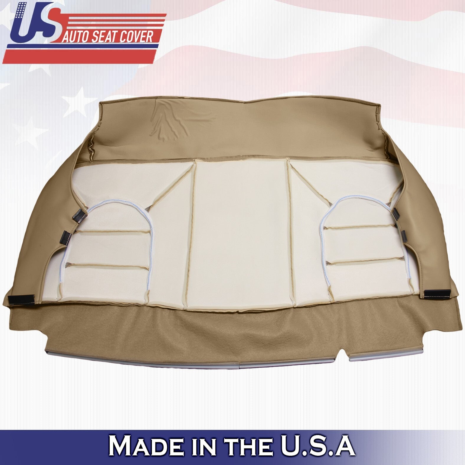 2000 For Ford F450 F550 Lariat Rear Bench Top & Bottom Leather Seat Covers Tan