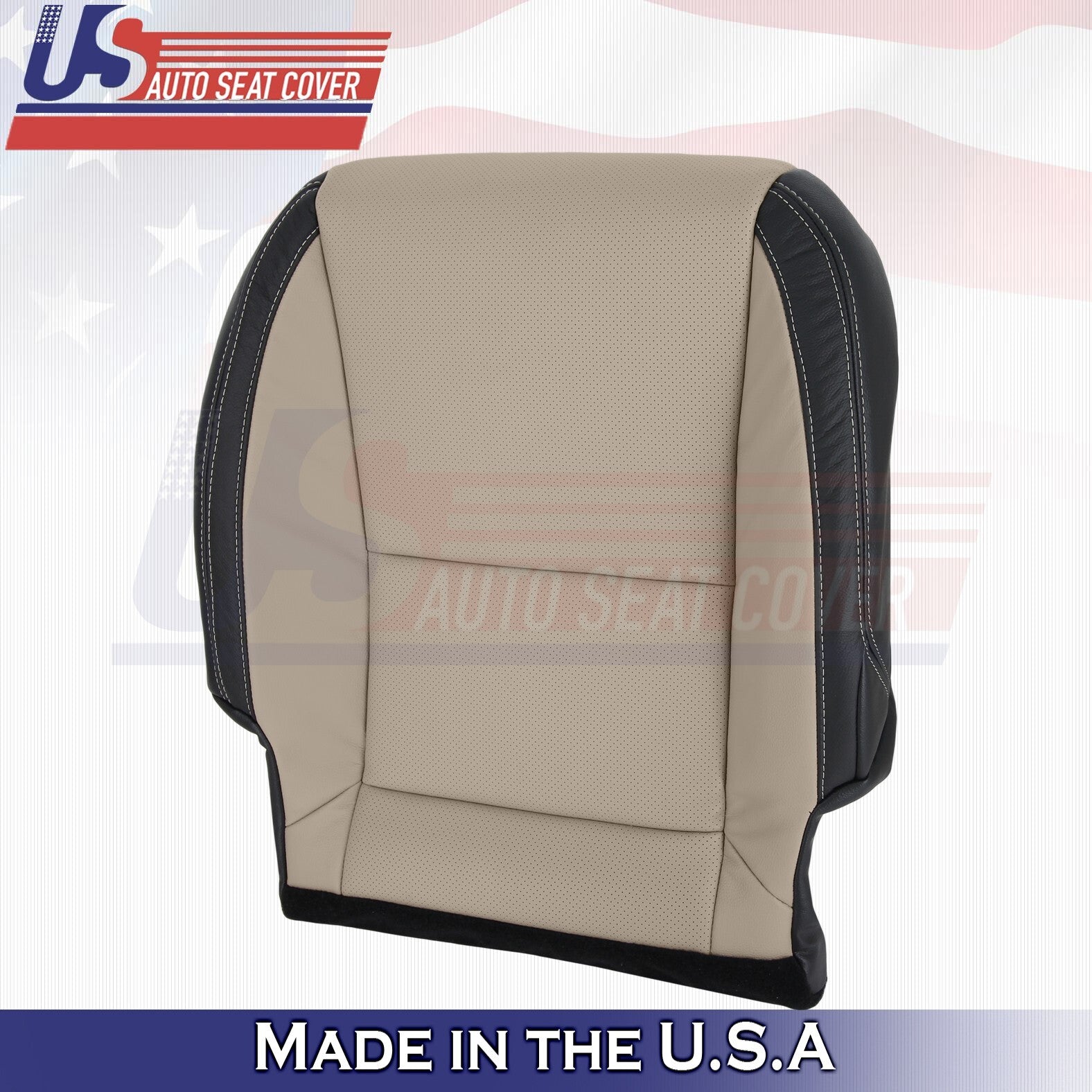 2010 to 2015 For Chevy Camaro Driver Bottom & Top Leather Cover Tan/Black