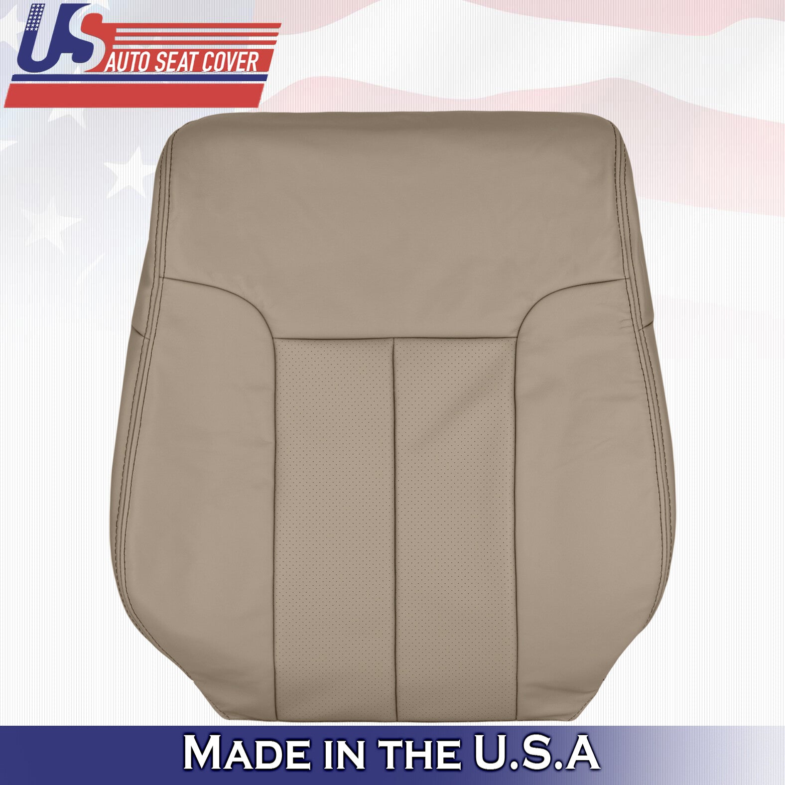 2013 For Ford F150 Driver & Passenger Top Perforated Leather Seat Covers Tan
