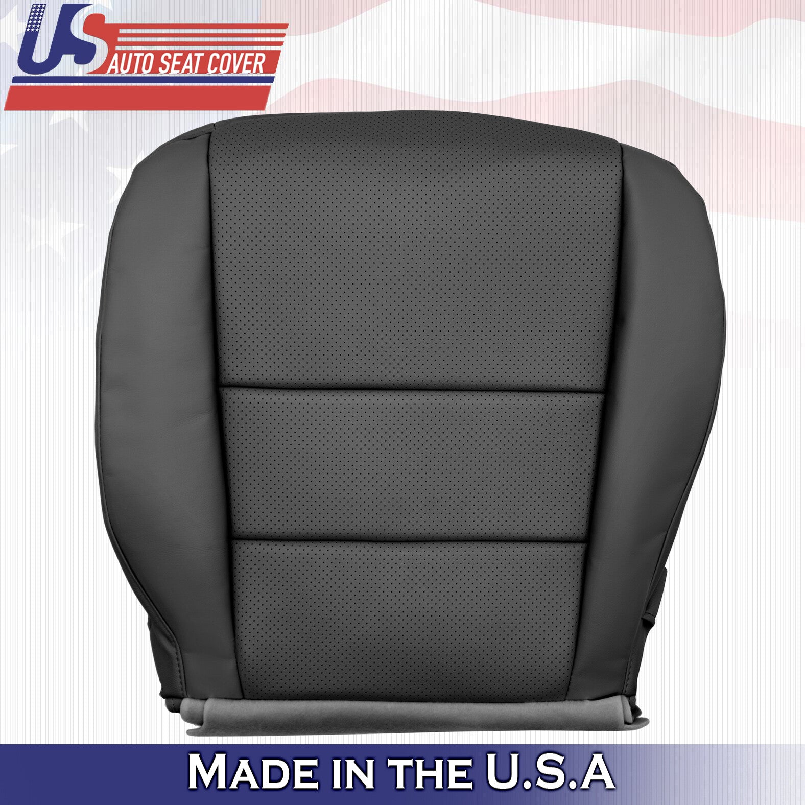 For 2005 to 2008 Acura RL Passenger Top & Bottom Leather Cover Black Perforated