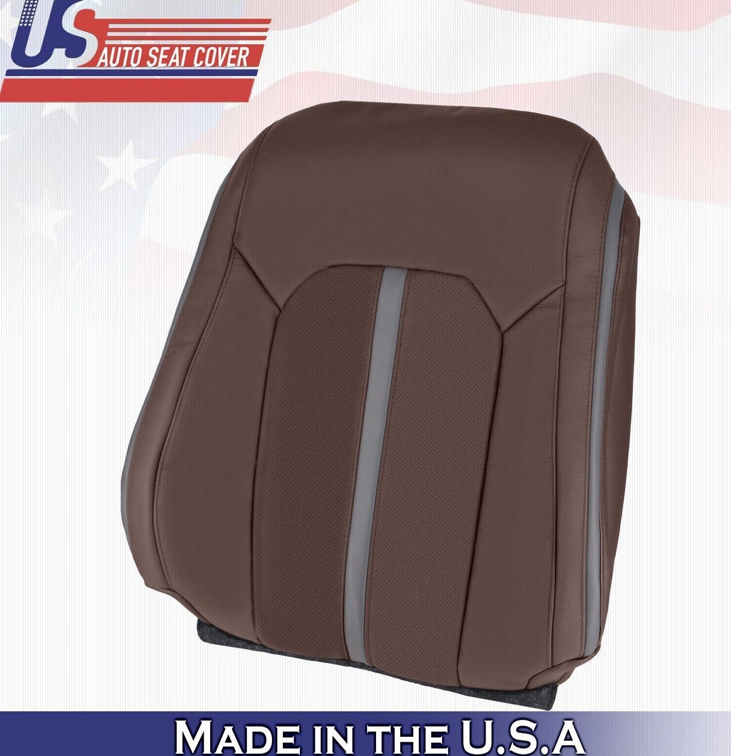 2019 For Ford F150 Platinum Passenger Top Perforated Leather Seat Cover Brown